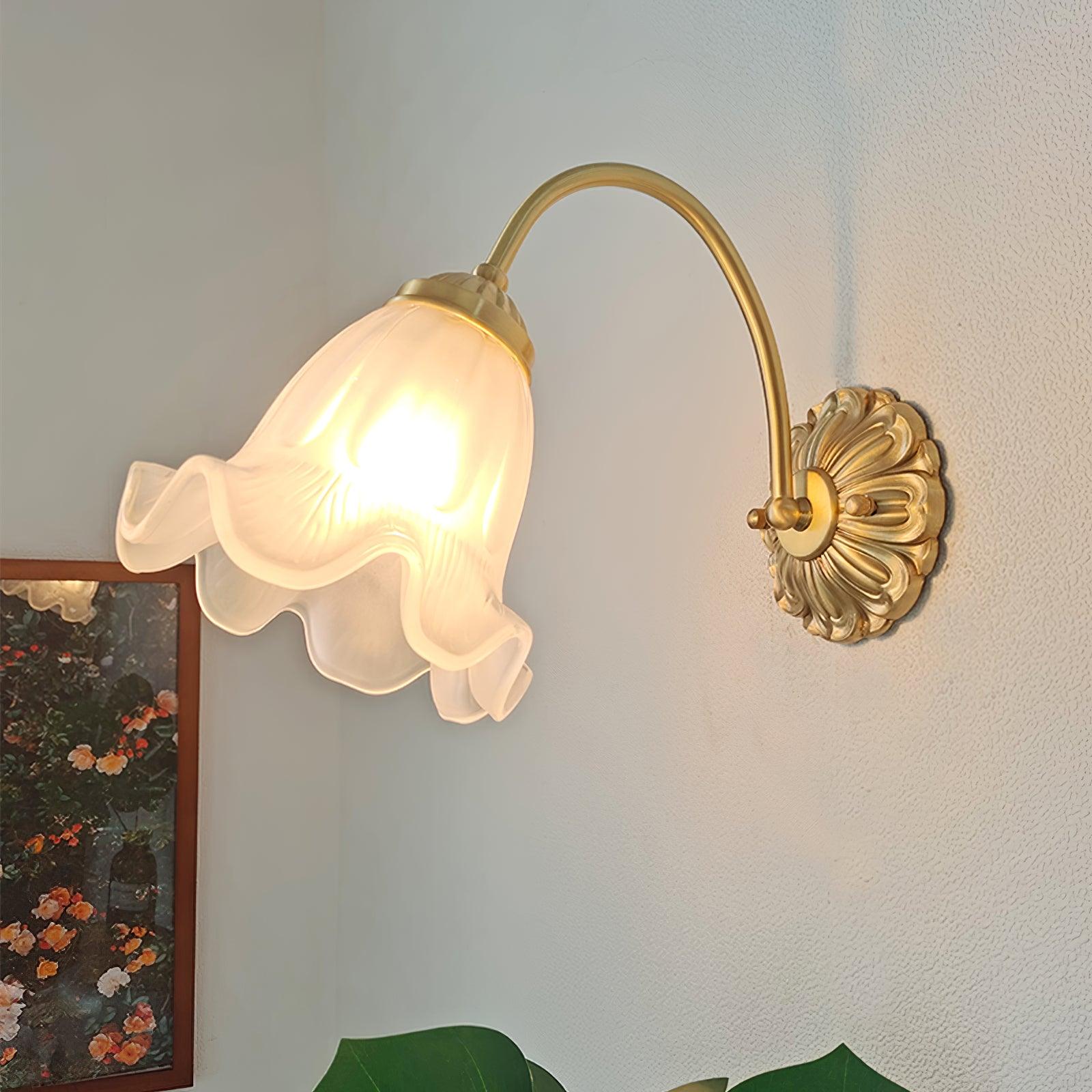 Brass Floral Glass Sconce - Letslighting
