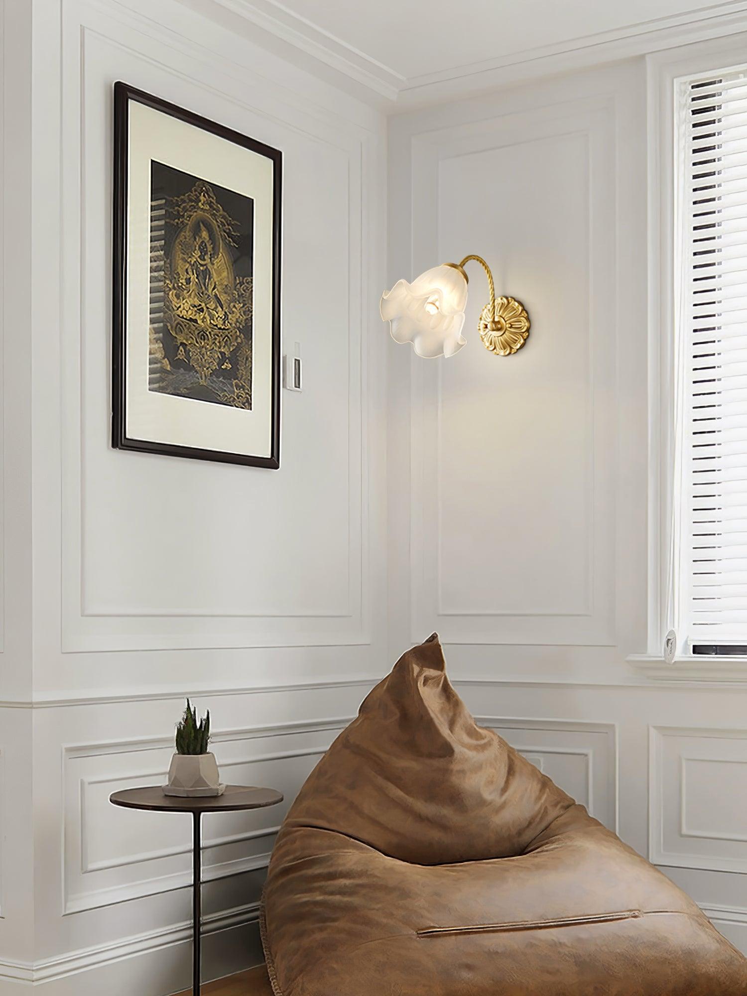 Brass Floral Glass Sconce - Letslighting
