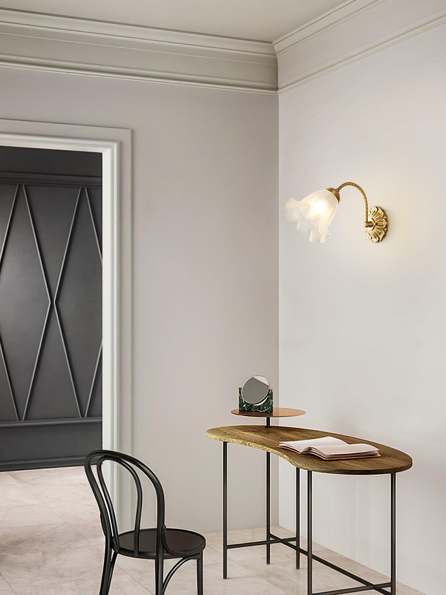 Brass Floral Glass Sconce - Letslighting