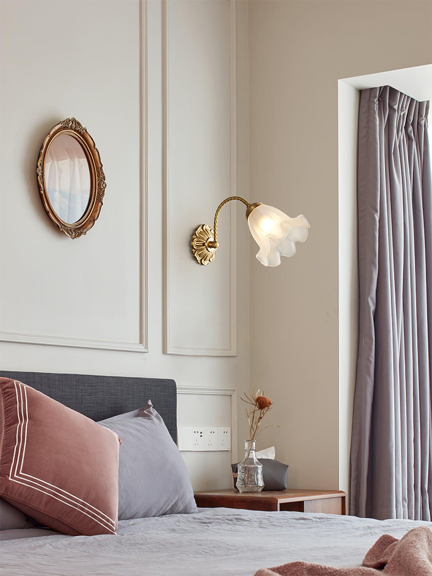 Brass Floral Glass Sconce - Letslighting