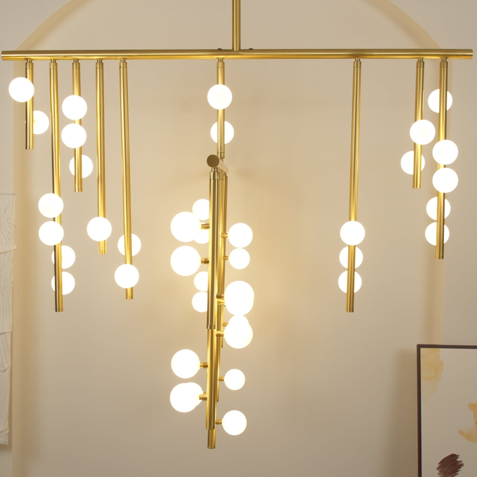 Eurzoris Geometric Brass Linear Pendant Light Chandelier - Letslighting