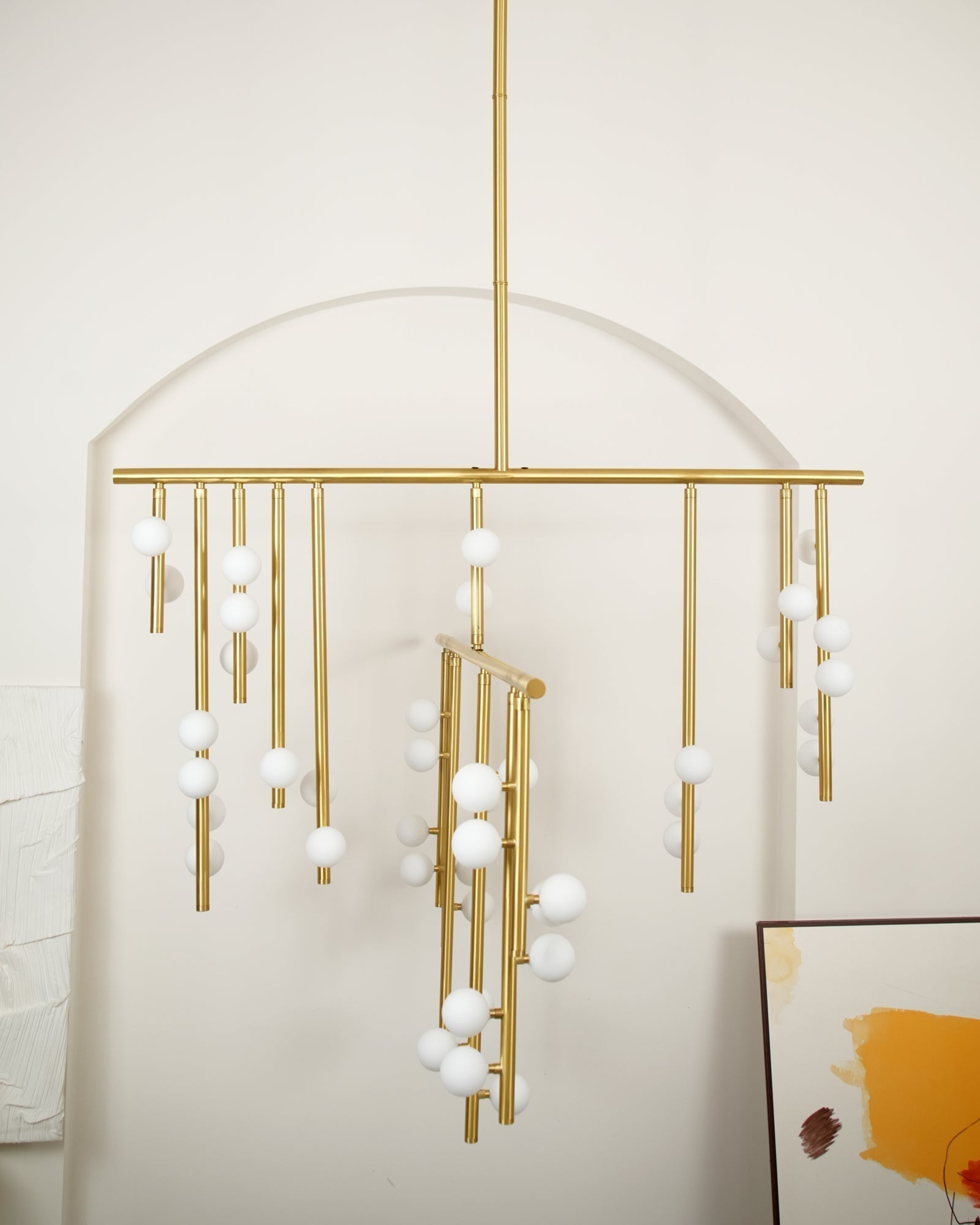 Eurzoris Geometric Brass Linear Pendant Light Chandelier - Letslighting