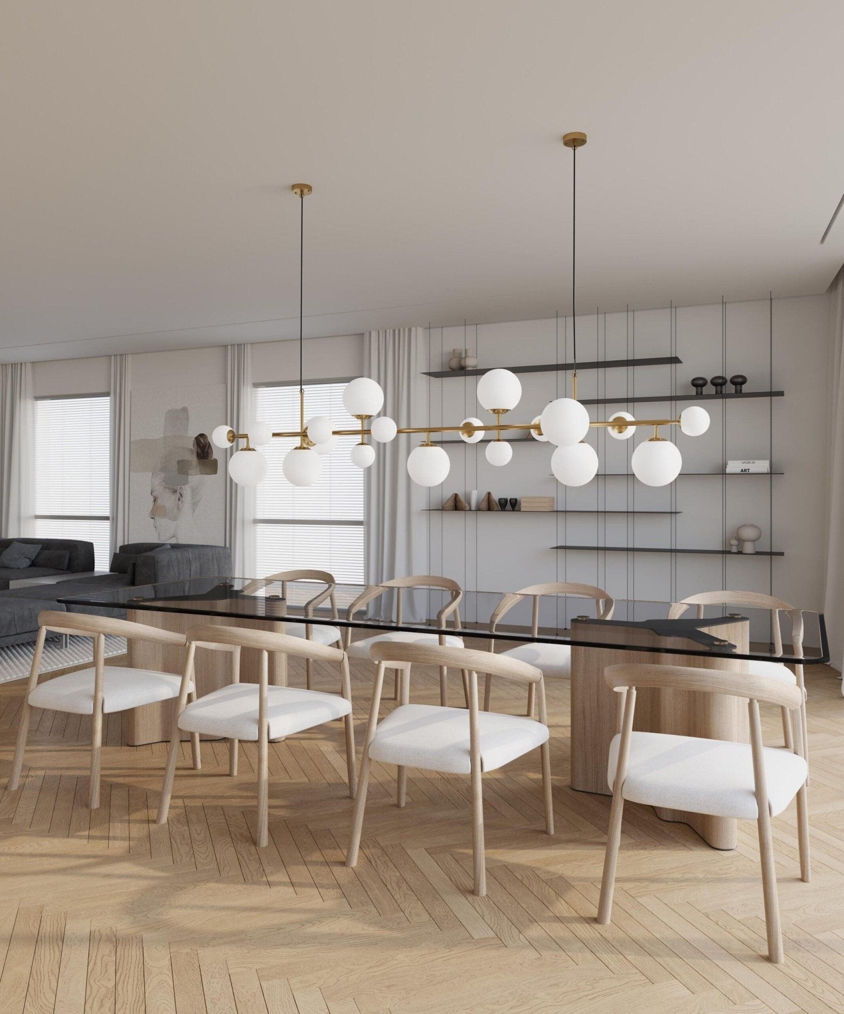 Brass Glass Globe Chandelier - Letslighting
