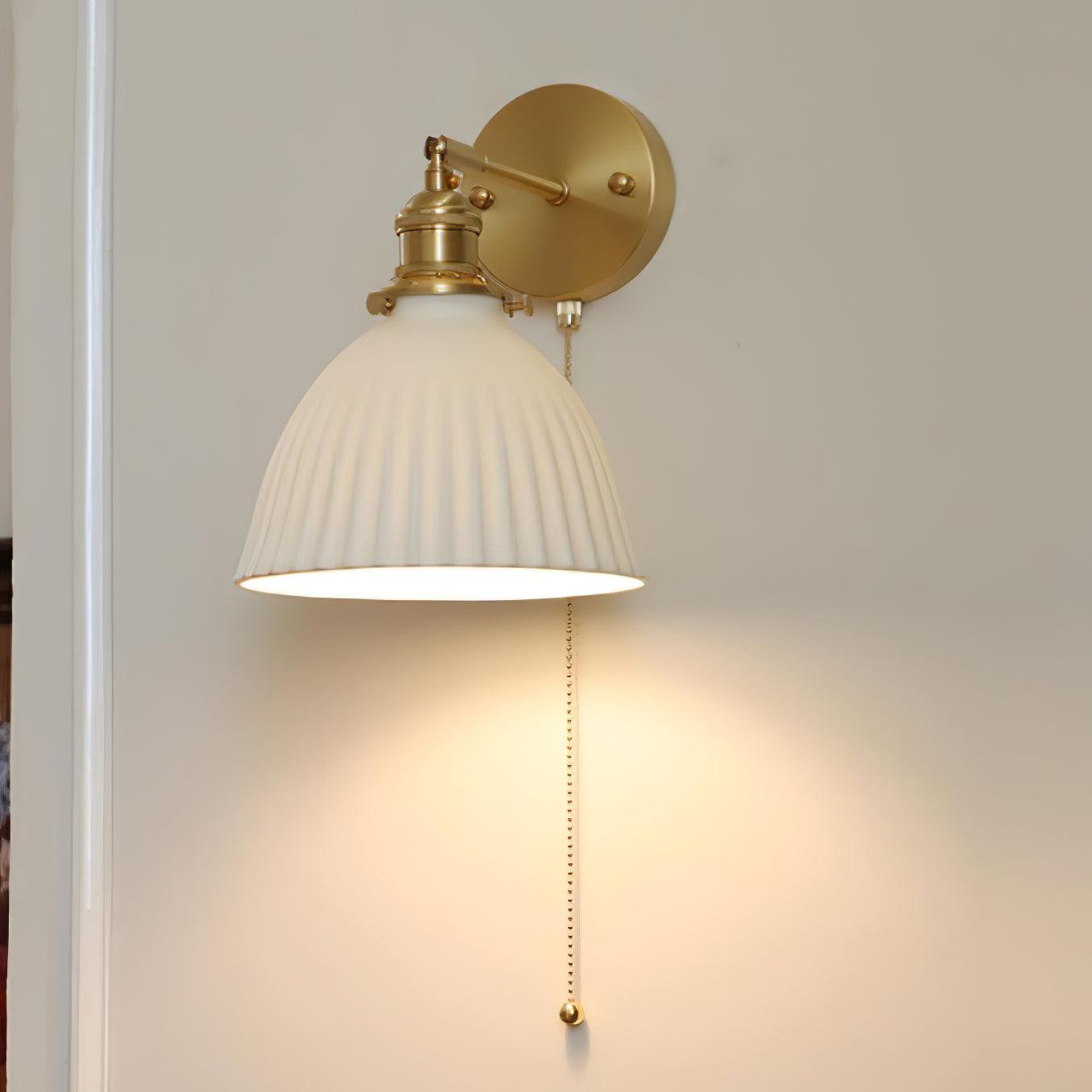 Brass Pleated Ceramic Wall Lamp - Letslighting