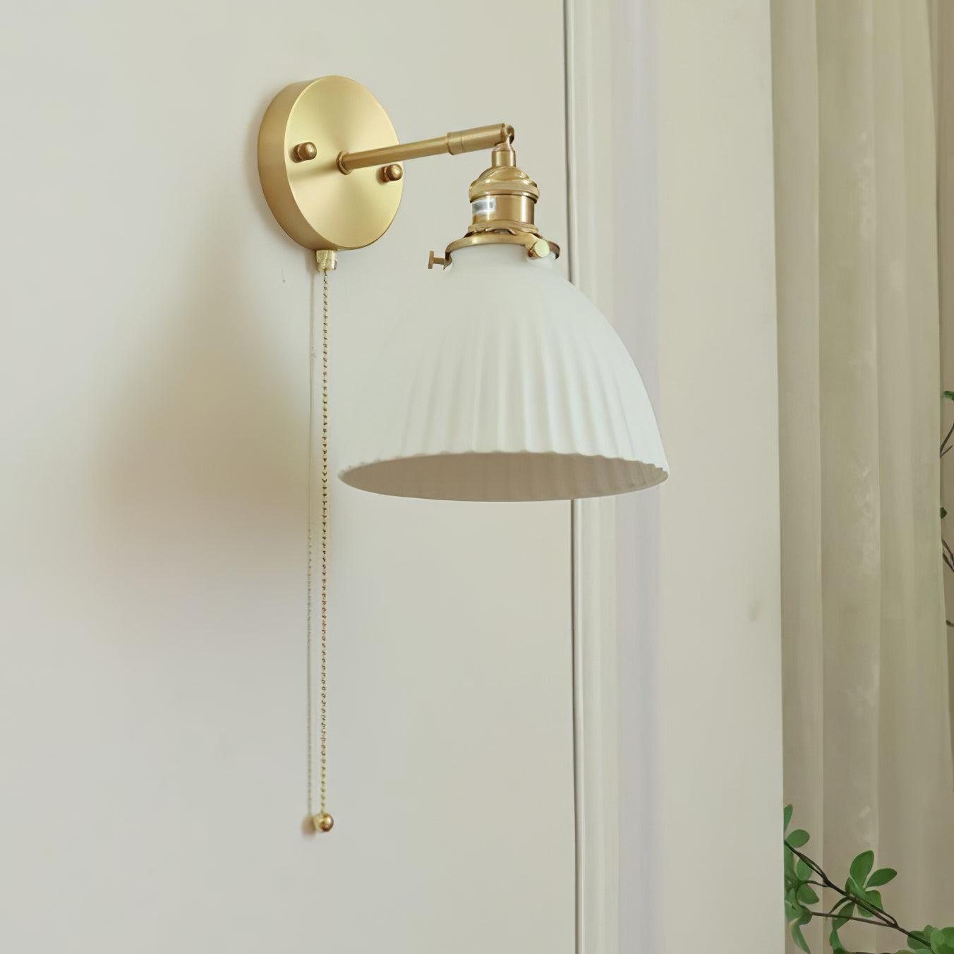 Brass Pleated Ceramic Wall Lamp - Letslighting