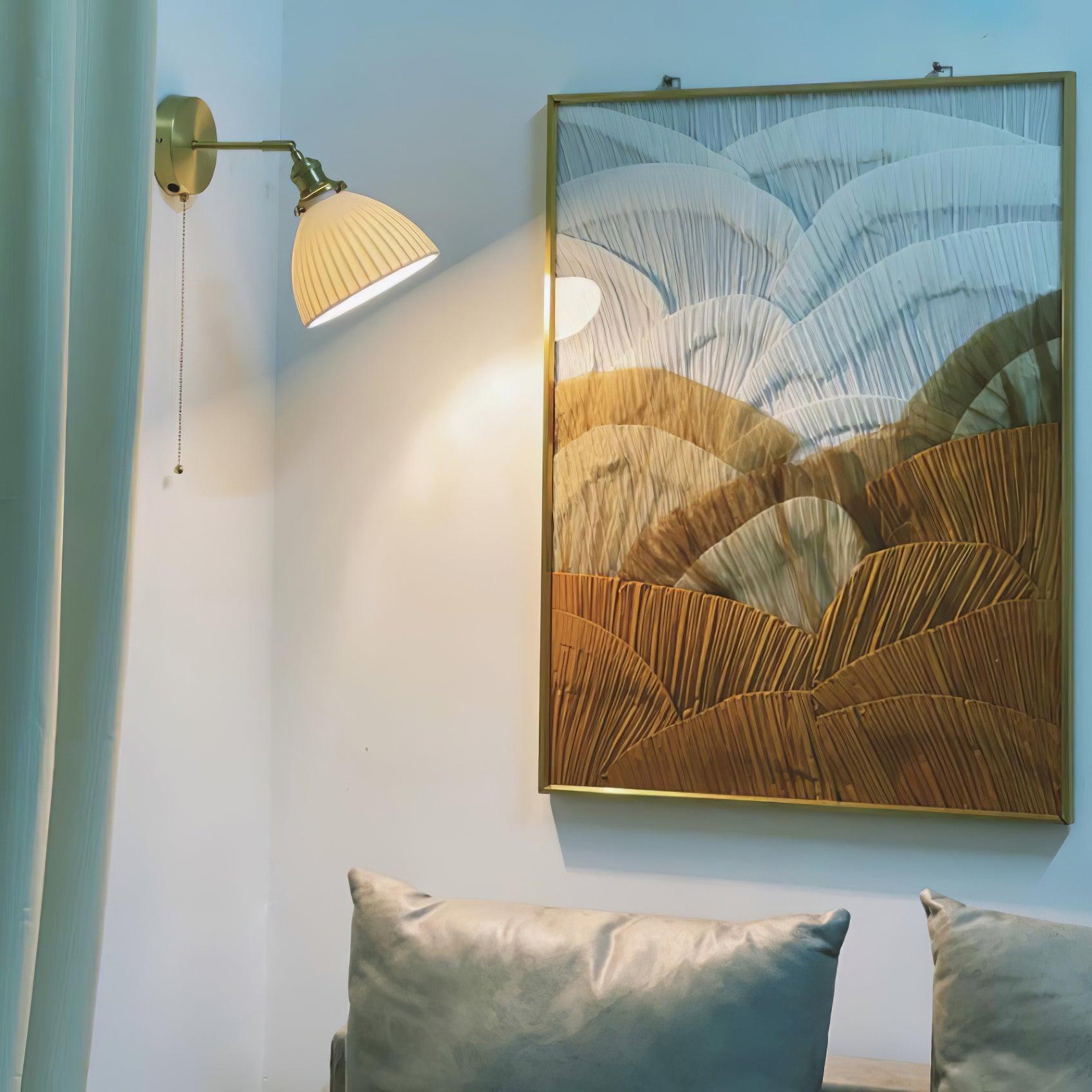 Brass Pleated Ceramic Wall Lamp - Letslighting