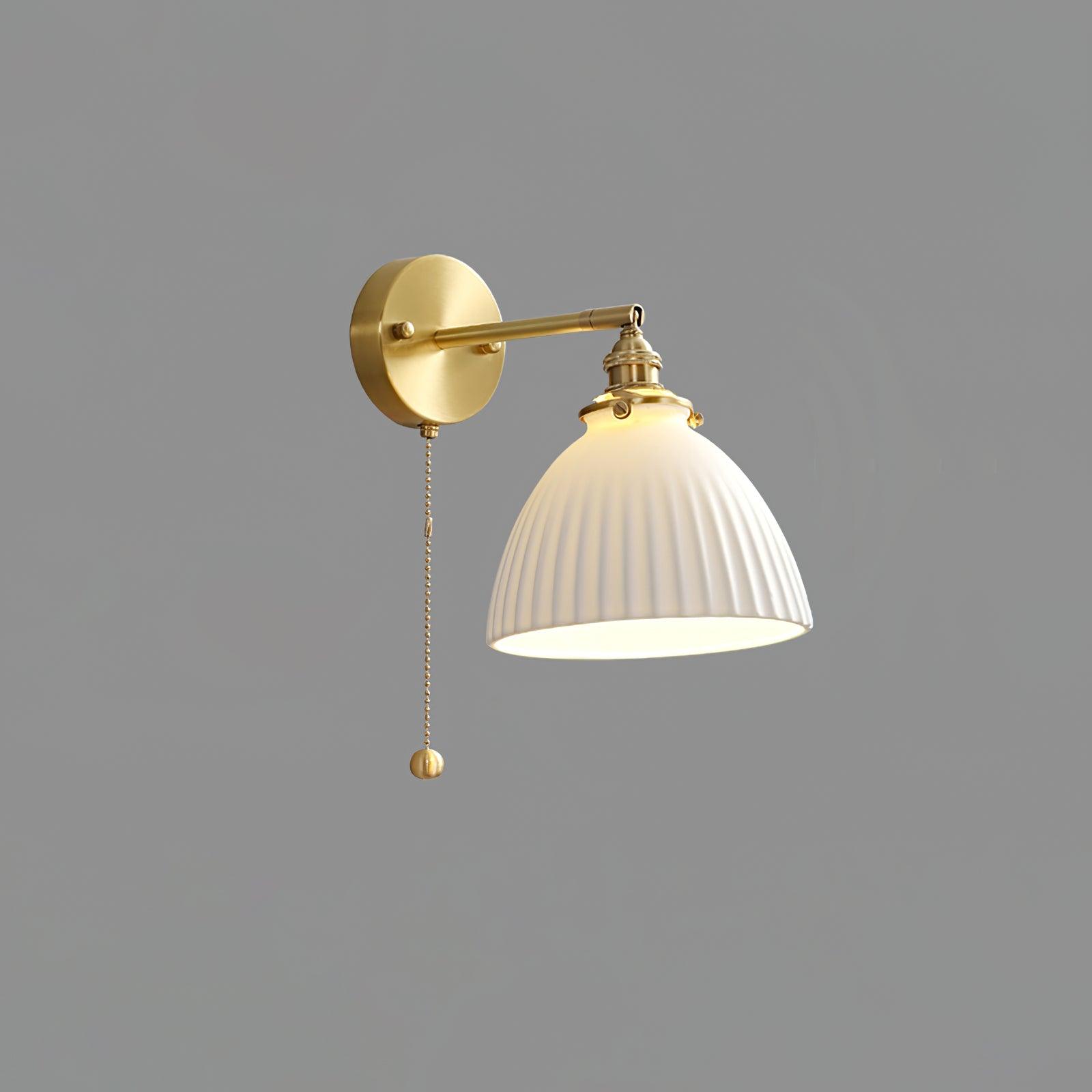 Brass Pleated Ceramic Wall Lamp - Letslighting