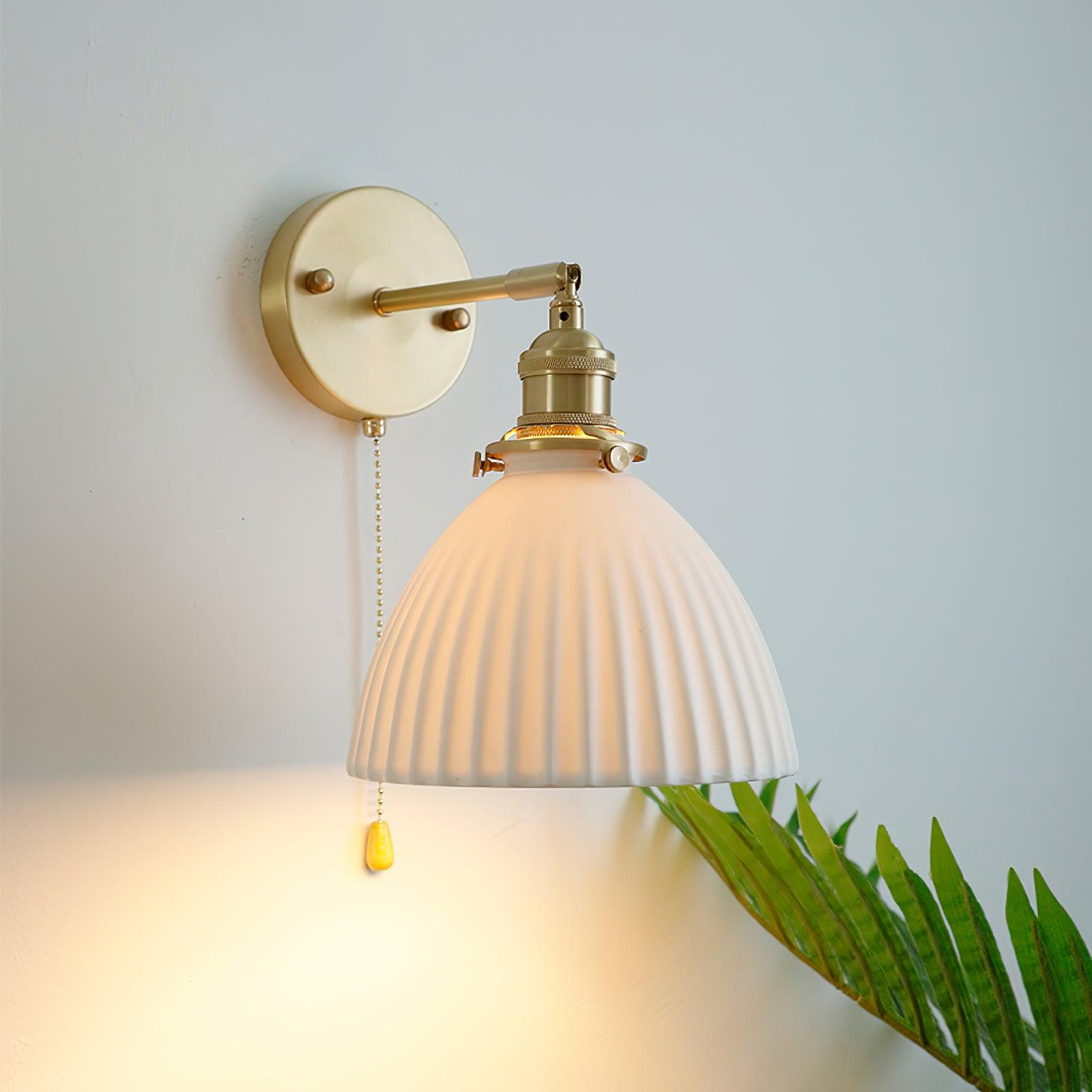 Brass Pleated Ceramic Wall Lamp - Letslighting