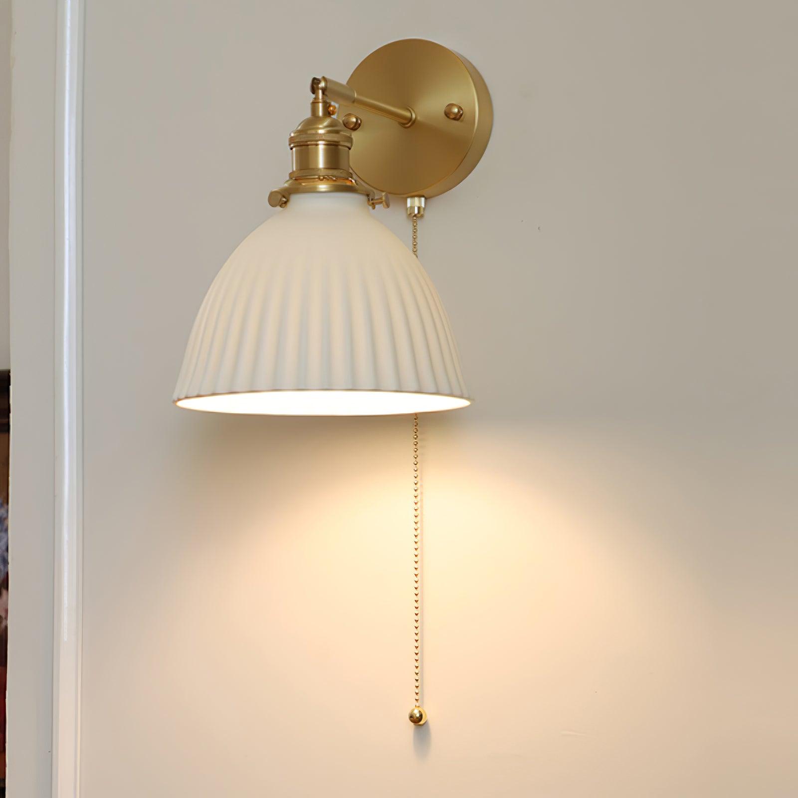 Brass Pleated Ceramic Wall Lamp - Letslighting
