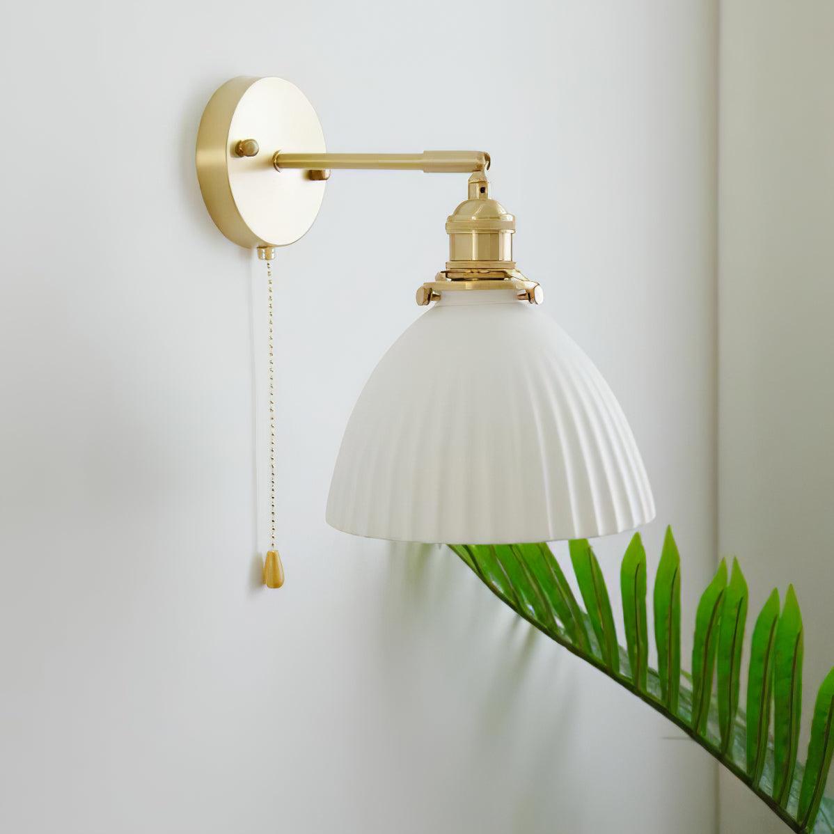Brass Pleated Ceramic Wall Lamp - Letslighting