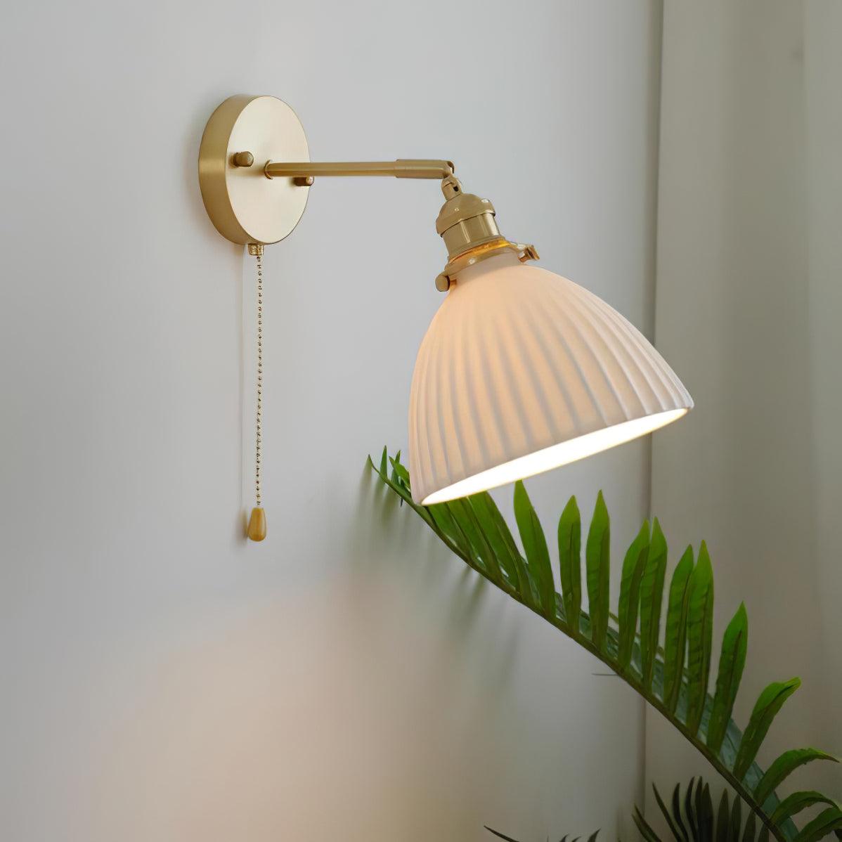 Brass Pleated Ceramic Wall Lamp - Letslighting
