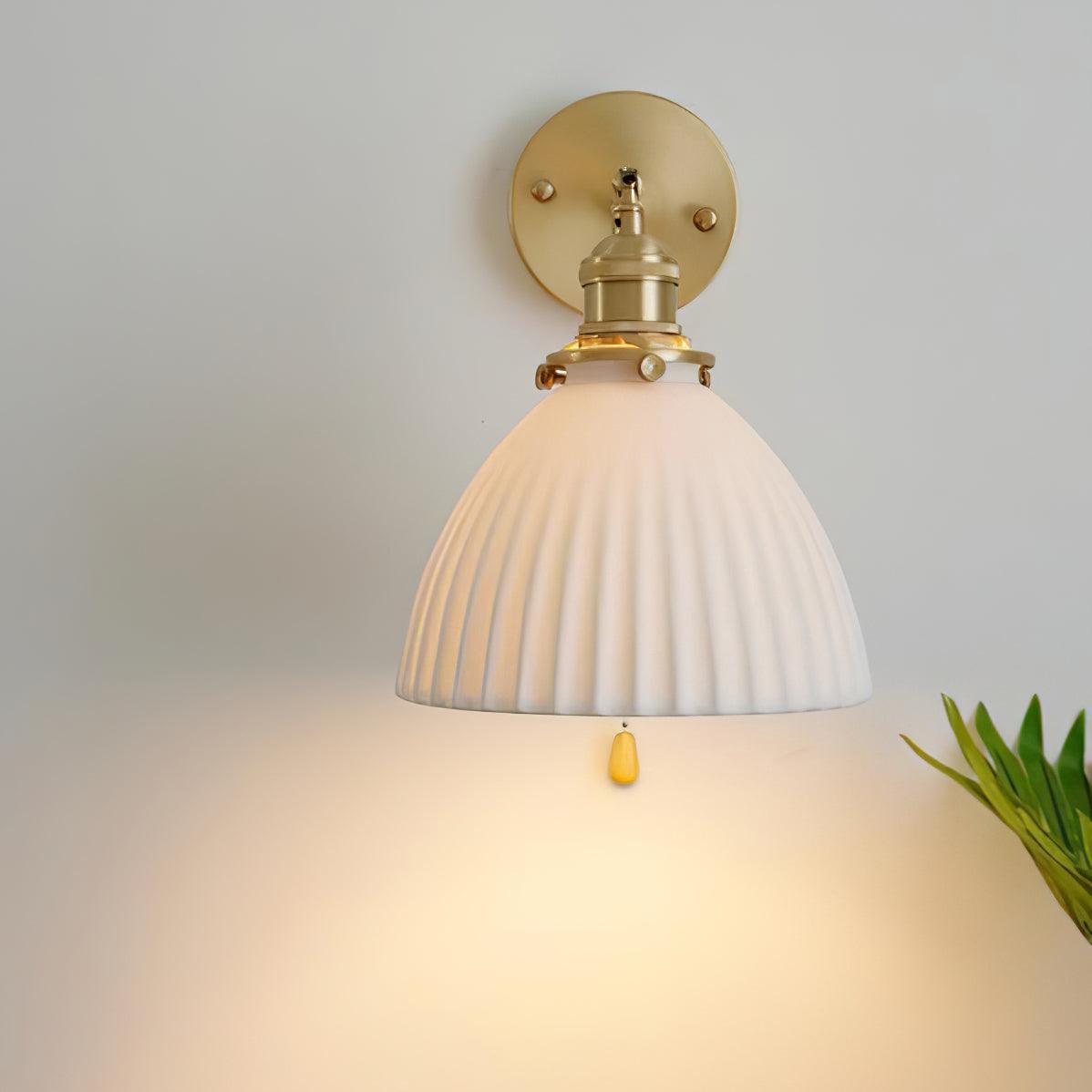 Brass Pleated Ceramic Wall Lamp - Letslighting