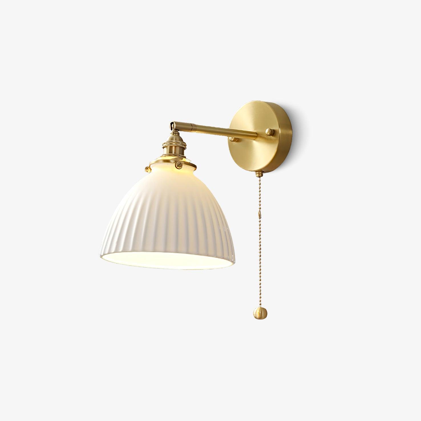 Brass Pleated Ceramic Wall Lamp - Letslighting