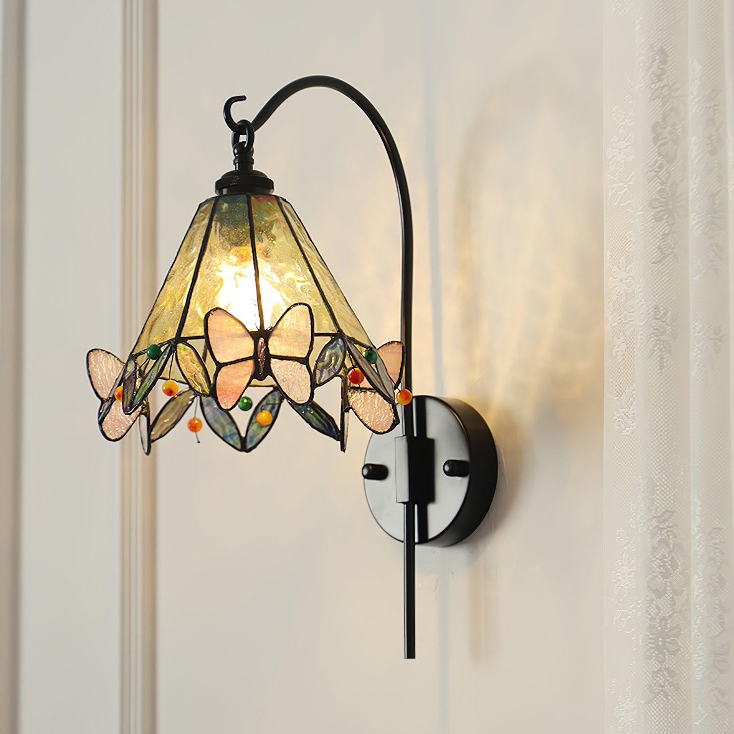 Tiffany Wall Lamp Glass Butterfly Art - Letslighting