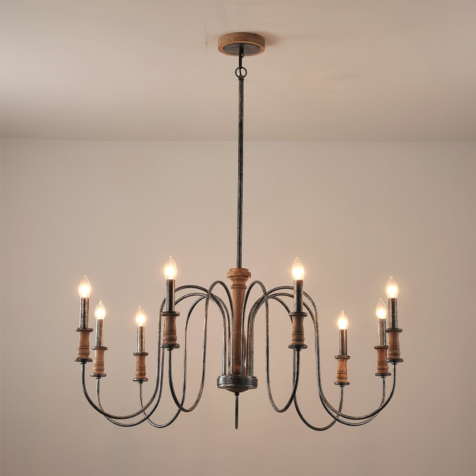 Volo Postmodern Luxury Wooden Metal Chandelier - Lamp Copper