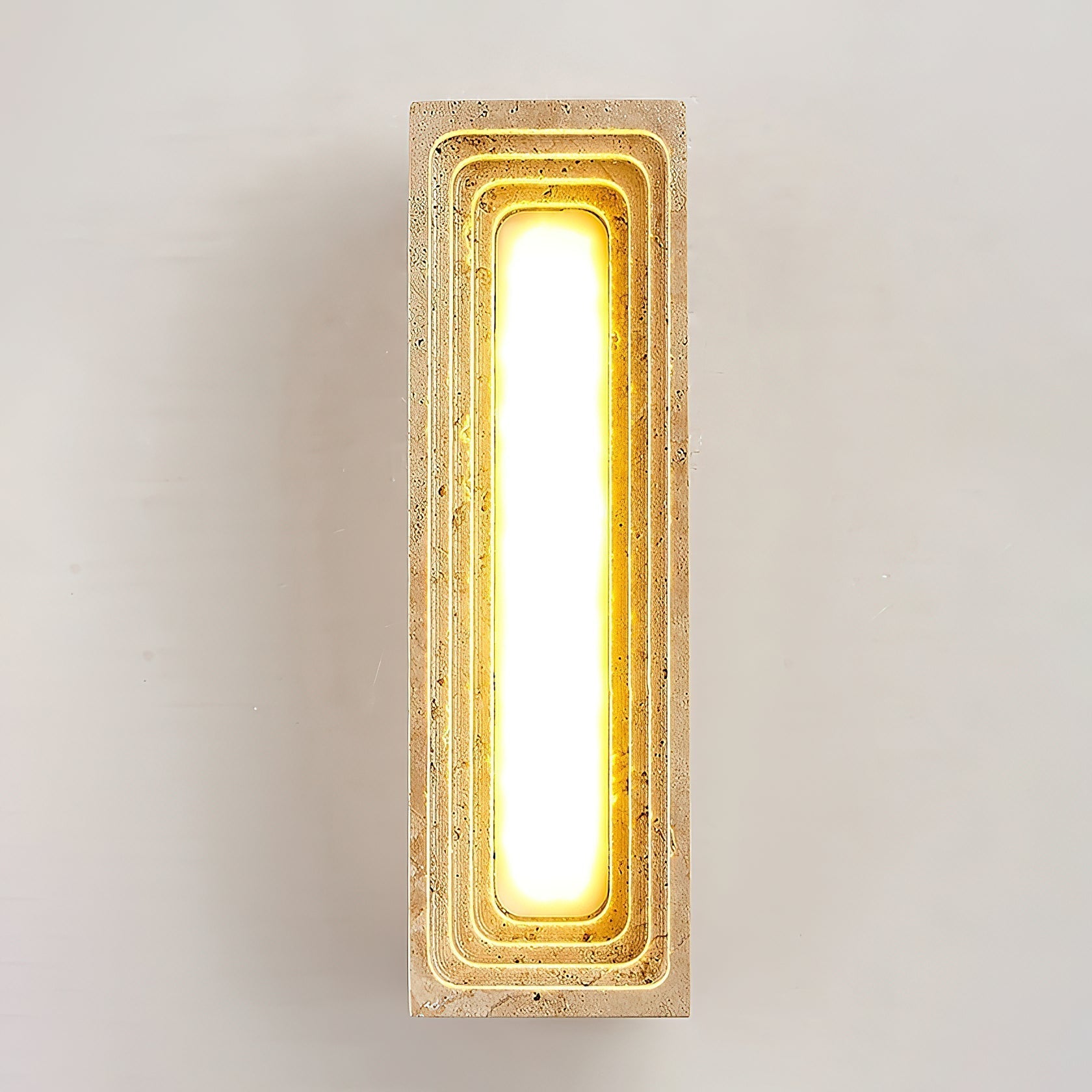 Siliq Modern Minimalist Beige Travertine Wall Lamp - Lamp Copper