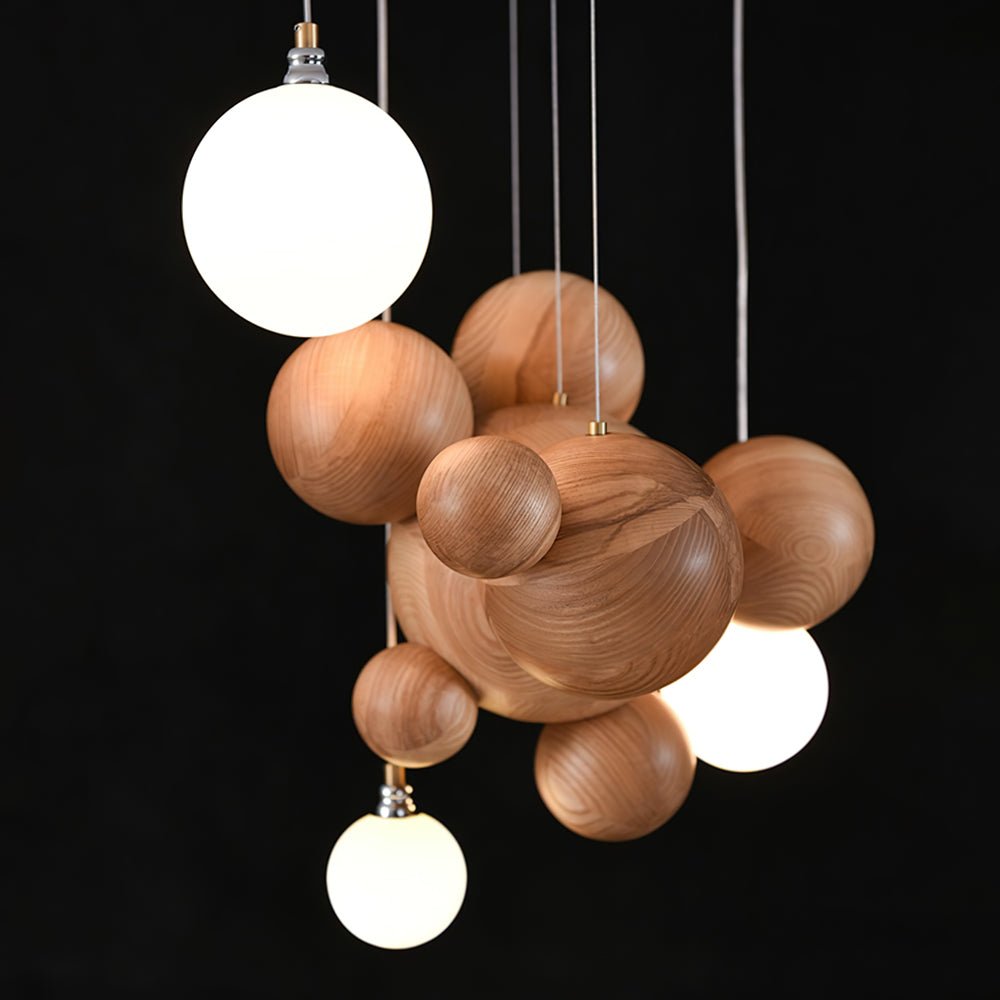 Bubble Wood Balls Chandelier - Letslighting