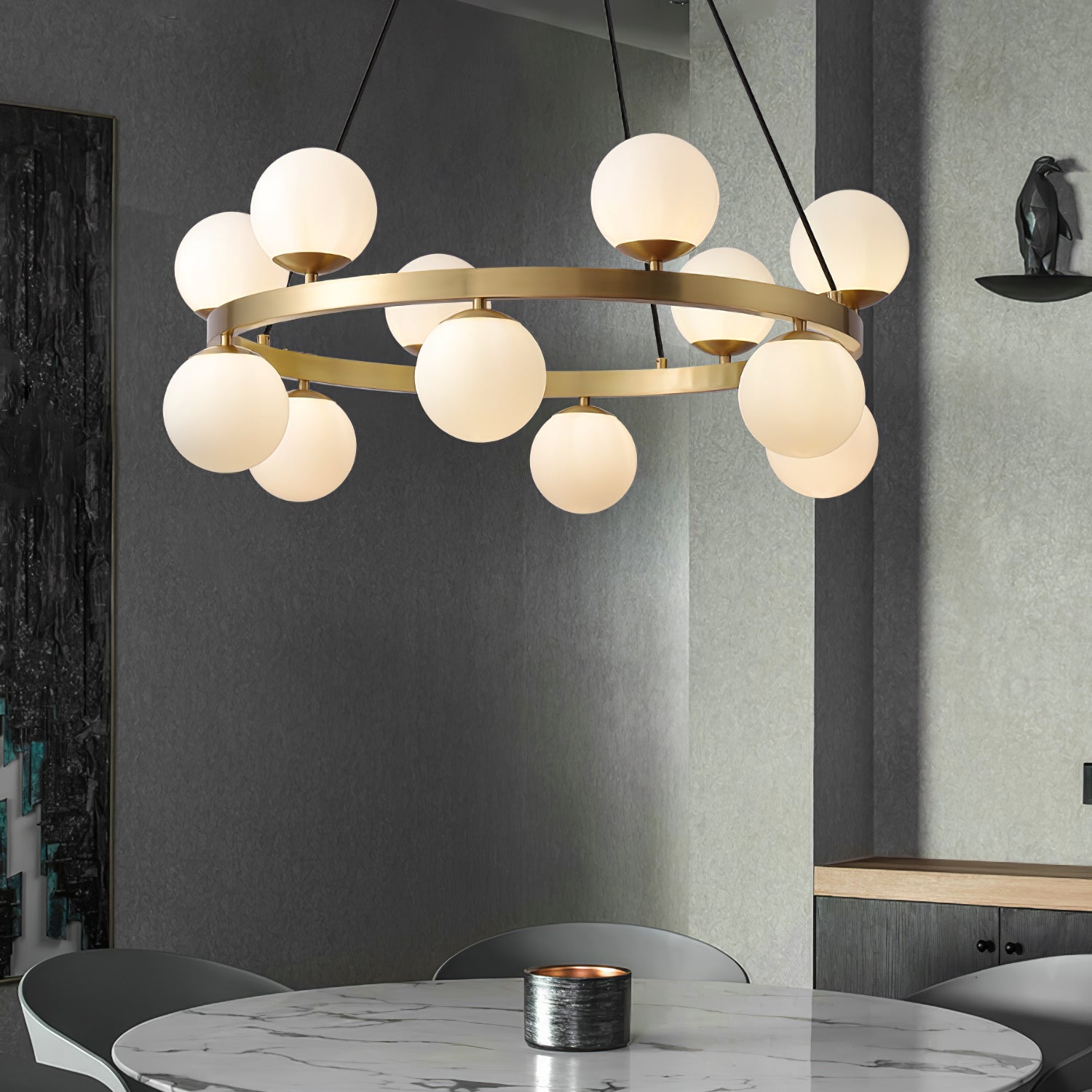 Bubbles Brass Ring Chandelier - Letslighting