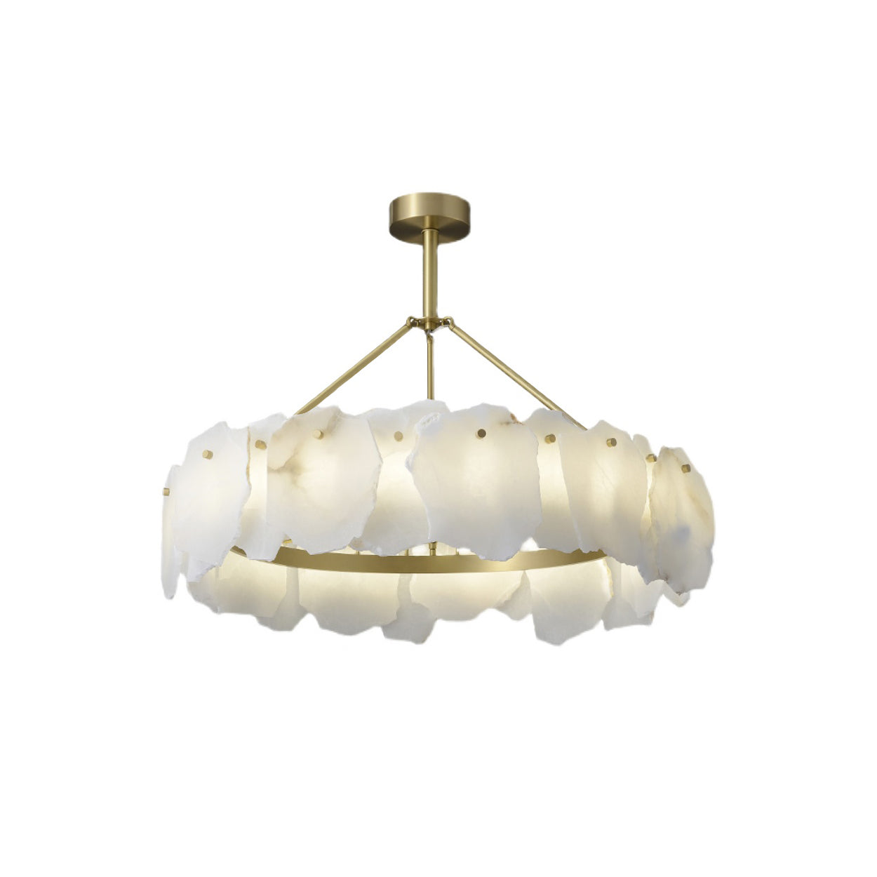 Cryon Postmodern Luxury Brass Alabaster Chandelier - Lamp Copper