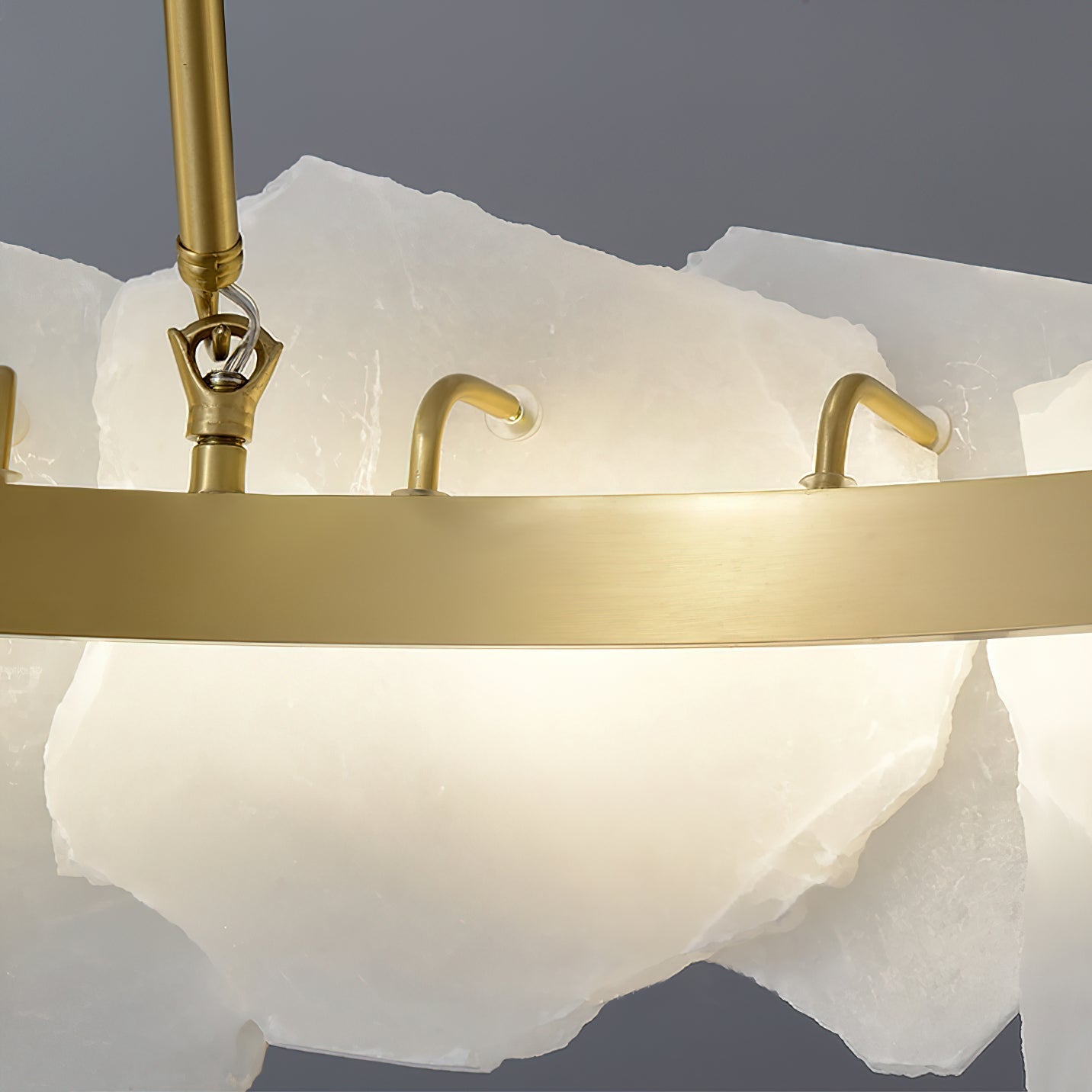 Cryon Postmodern Luxury Brass Alabaster Chandelier - Lamp Copper