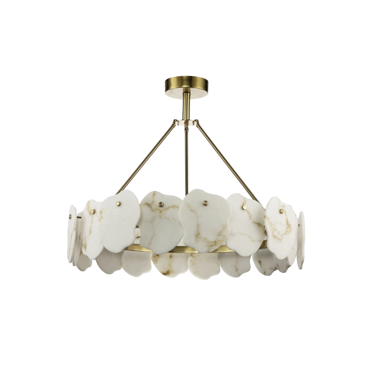 Cryon Postmodern Luxury Brass Alabaster Chandelier - Lamp Copper