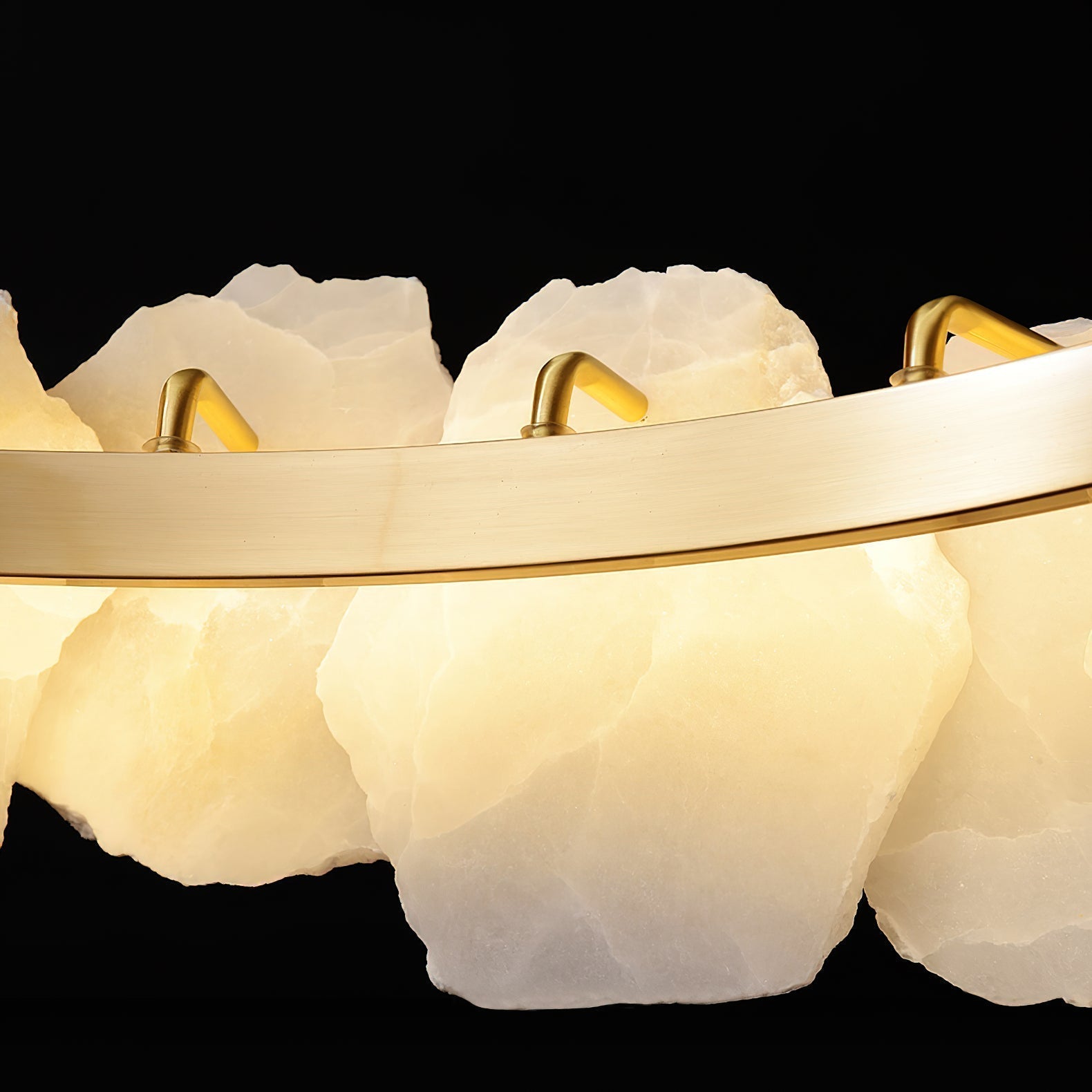 Alora Postmodern Luxury Round Brass Marble Chandelier - Lamp Copper