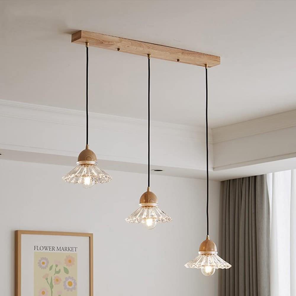 Valentina Retro Madera Lámpara colgante Vidrio Dormitorio/Salón/Comedor