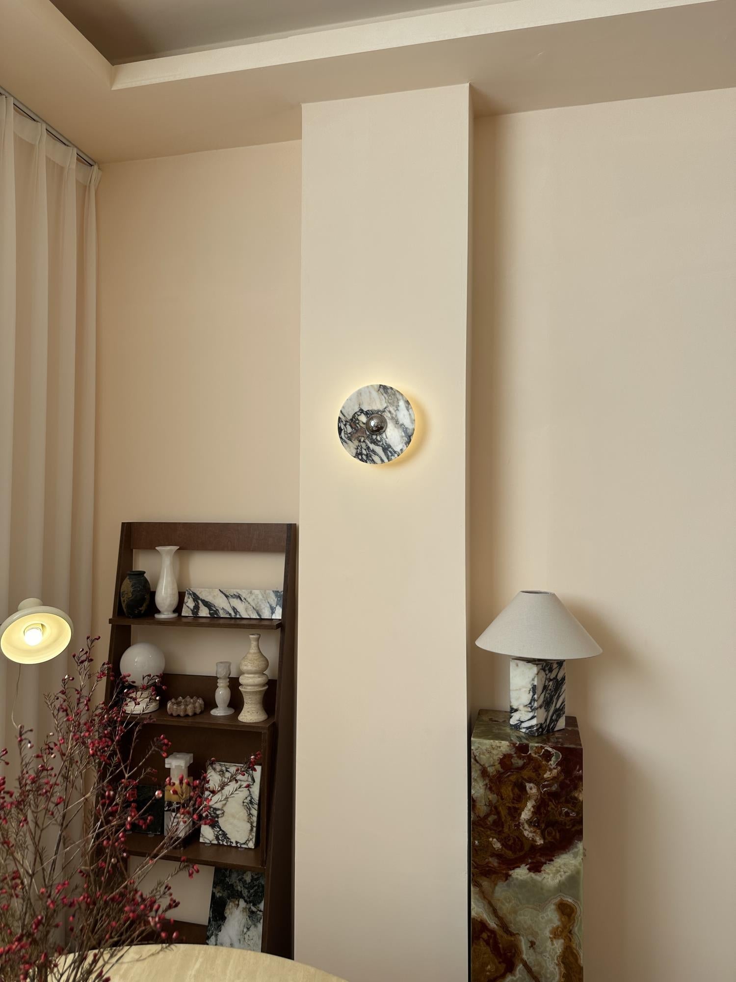 Alter Modern Minimalist Round Marble Metal Sconce Wall Lamp - Lamp Copper
