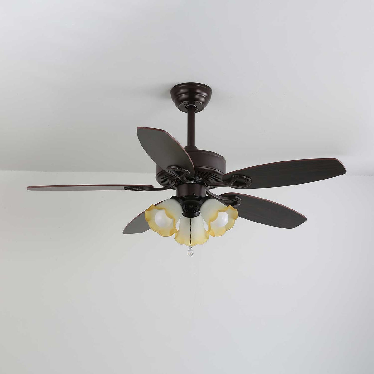 Ventilador de Techo Calviera Vintage de Madera y Cristal con Luz