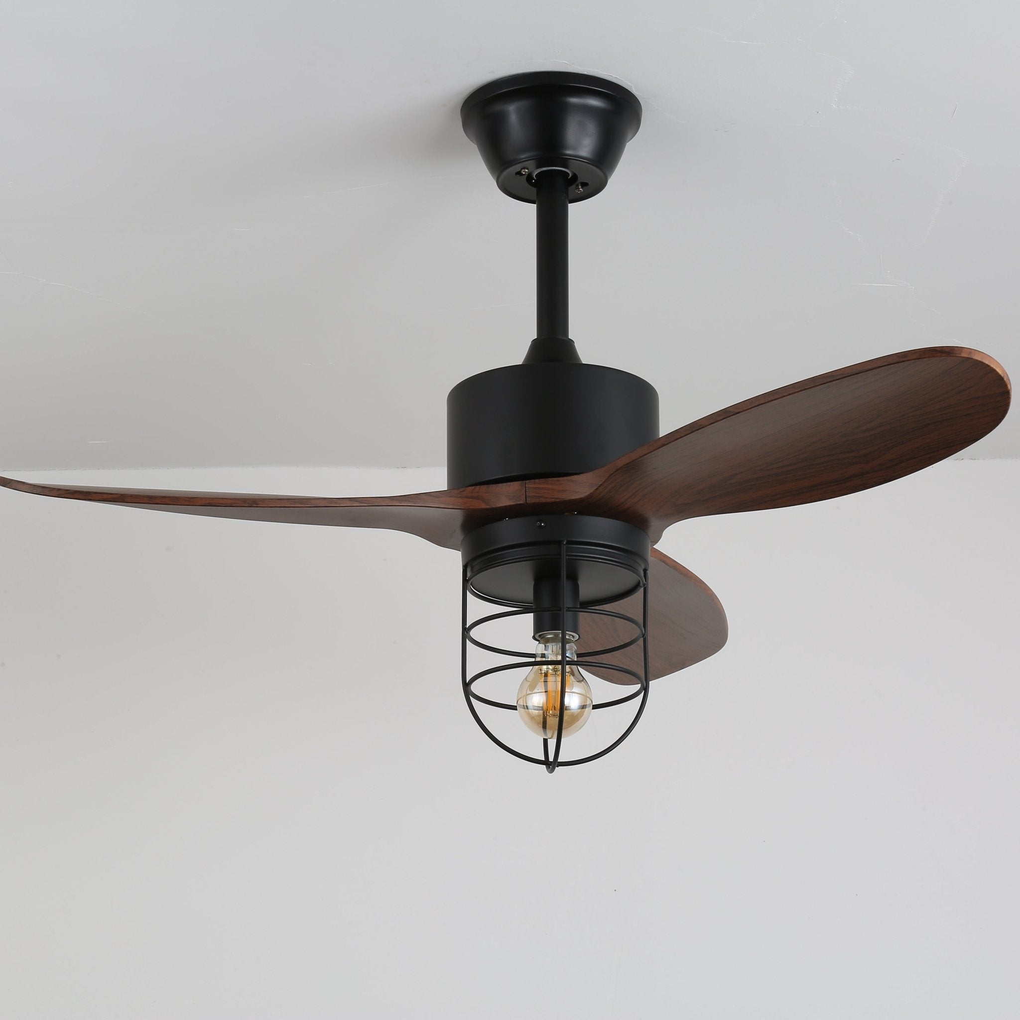Ventilador de Techo Industrial de Madera Brisora con Luz, componentes de la guía de instalación