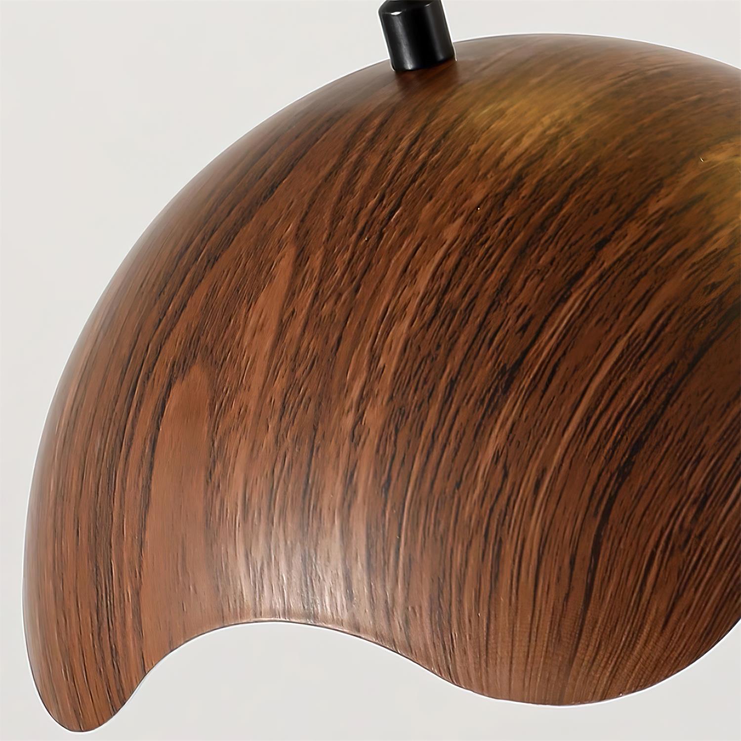 Pendant Lamp Wood-Grain Metal Shade Wave Ambient Minimalist - Letslighting