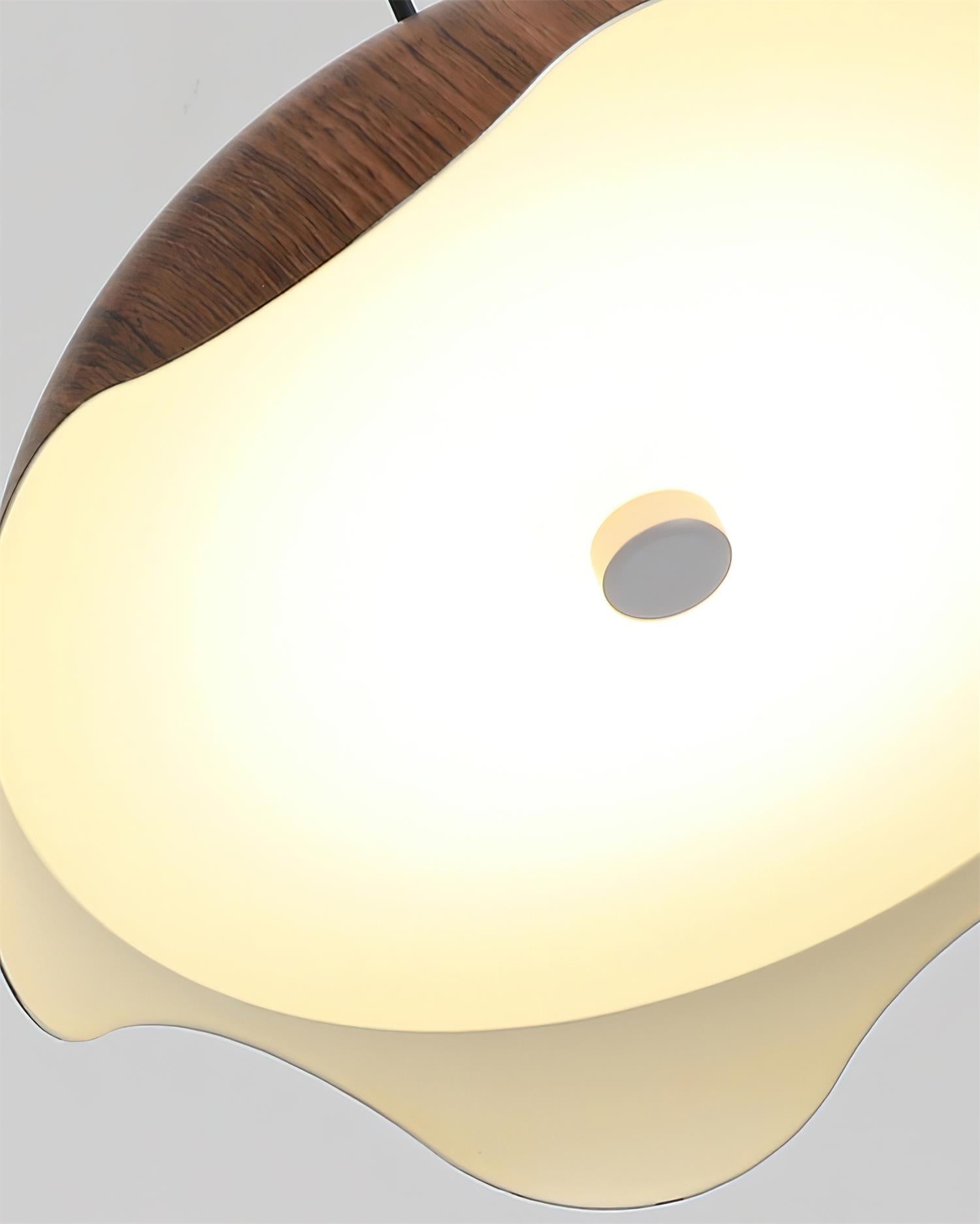Pendant Lamp Wood-Grain Metal Shade Wave Ambient Minimalist - Letslighting