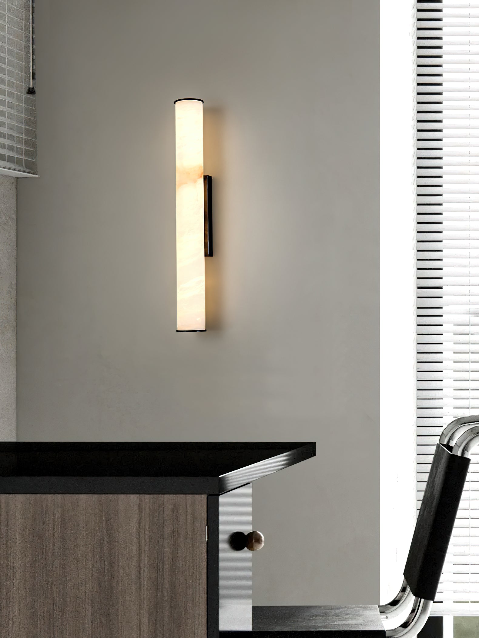 Arcus Modern Minimalist Elegance Brass Alabaster Sconce Wall Lamp - Lamp Copper