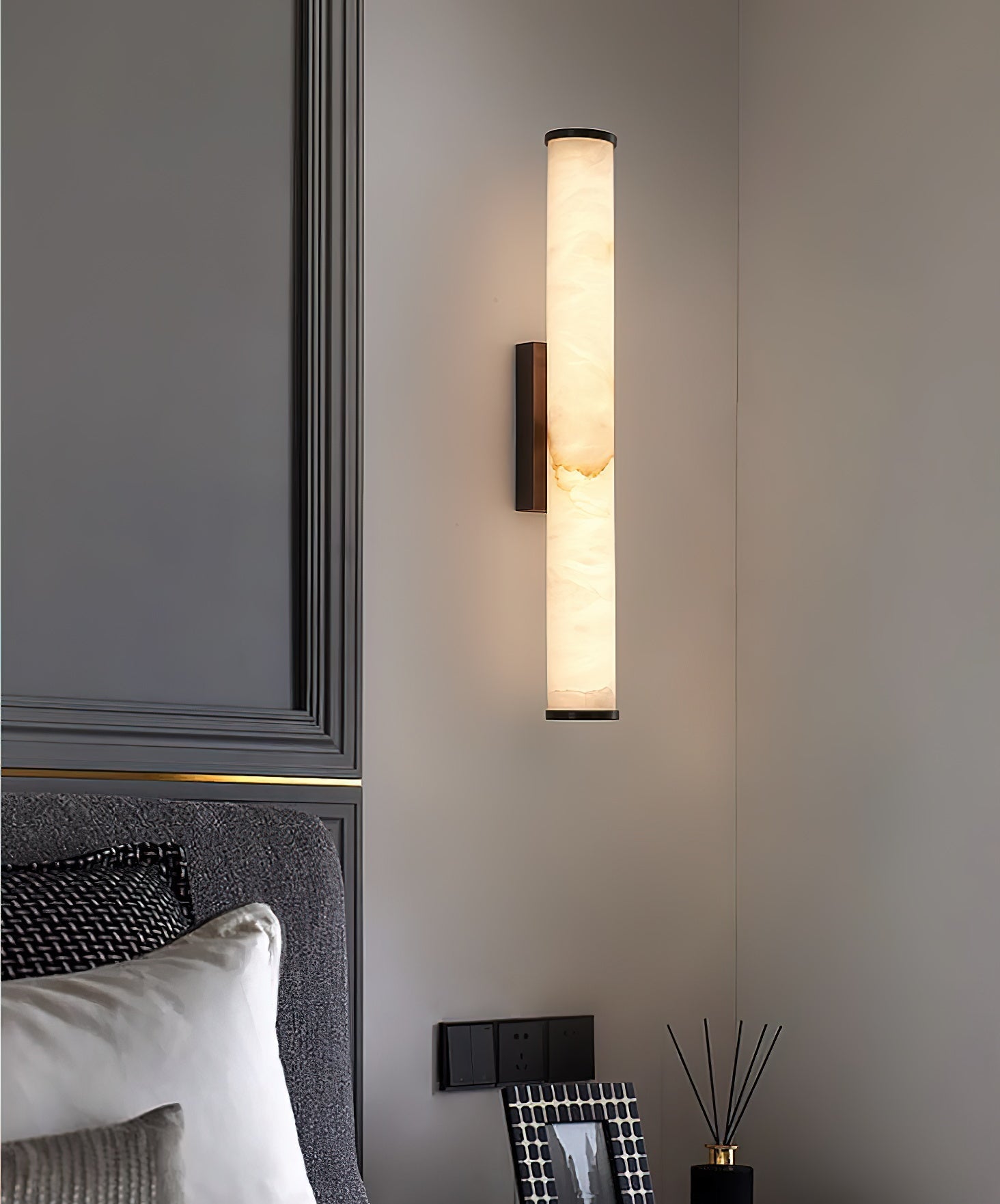Arcus Modern Minimalist Elegance Brass Alabaster Sconce Wall Lamp - Lamp Copper