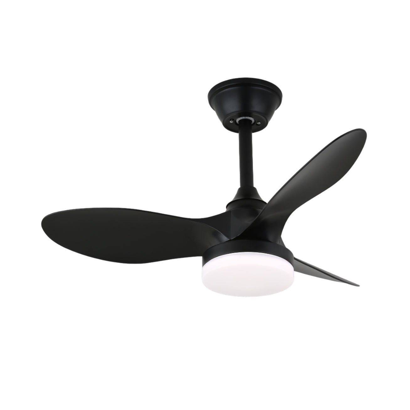 Ventilador de techo moderno Aelric con luz en acabado negro