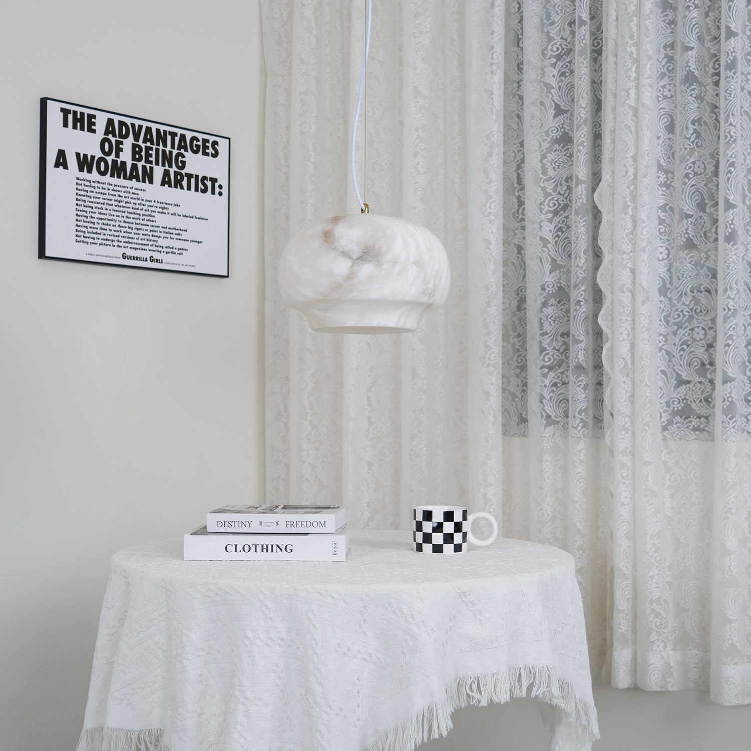 Thalia Minimalist Alabaster Pendant Light - Letslighting