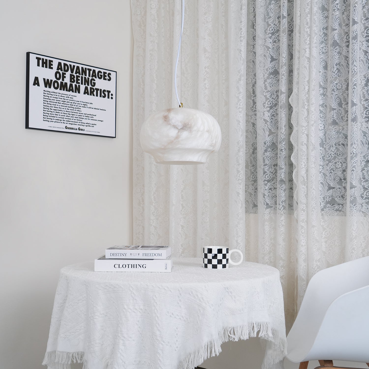 Miroir Modern Minimalist Alabaster Metal Pendant Lamp - Lamp Copper