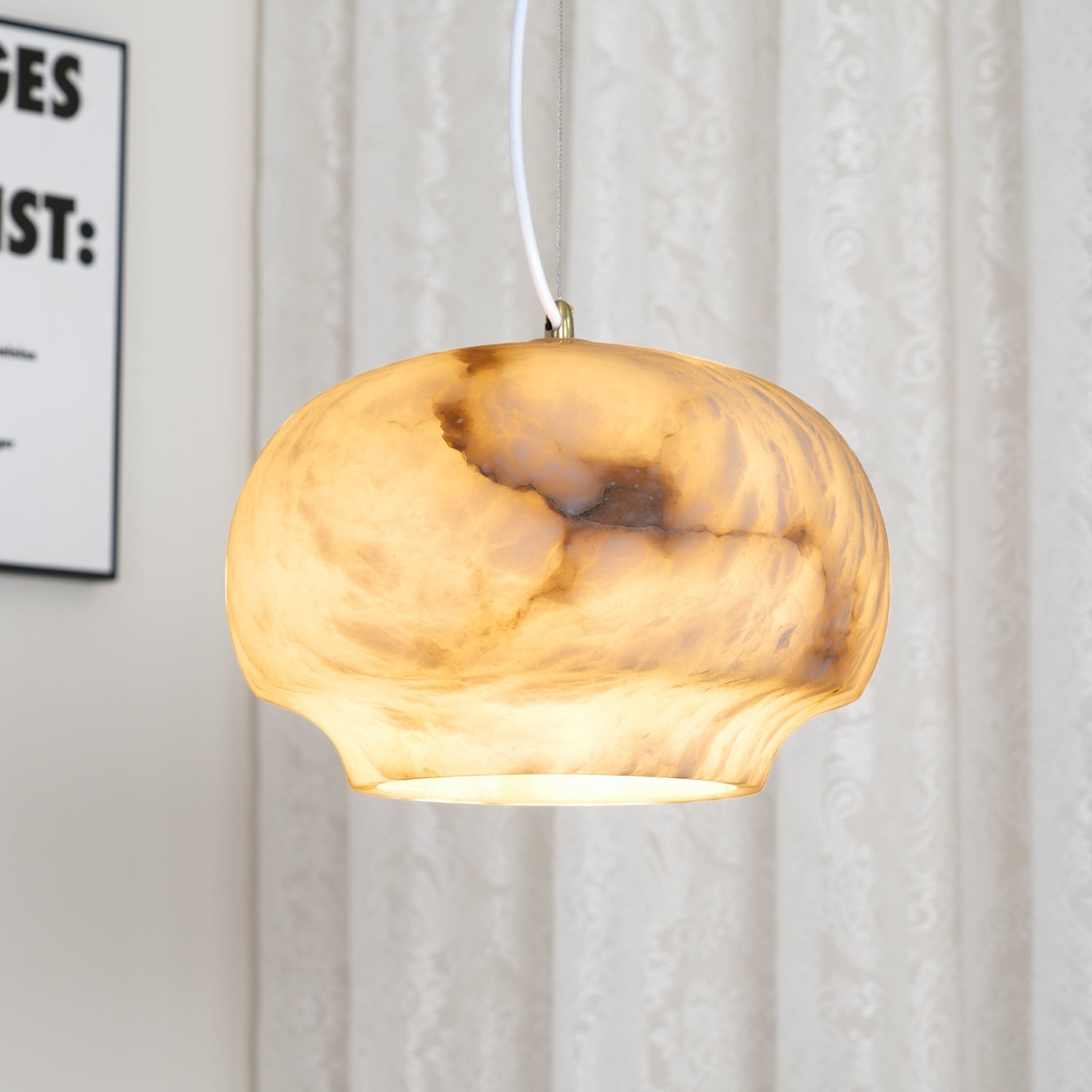 Miroir Modern Minimalist Alabaster Metal Pendant Lamp - Lamp Copper