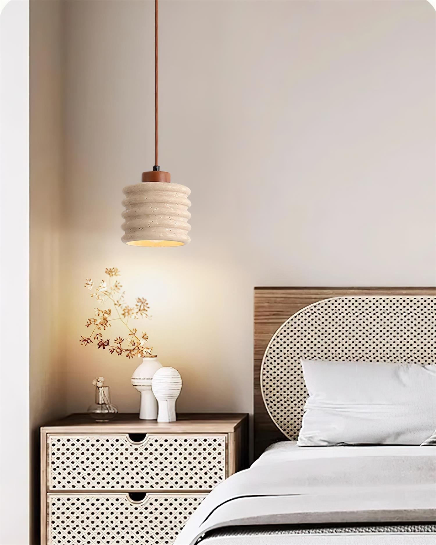 Ritta Pendant Light Travertine Ripple Shade Wabi-Sabi - Letslighting