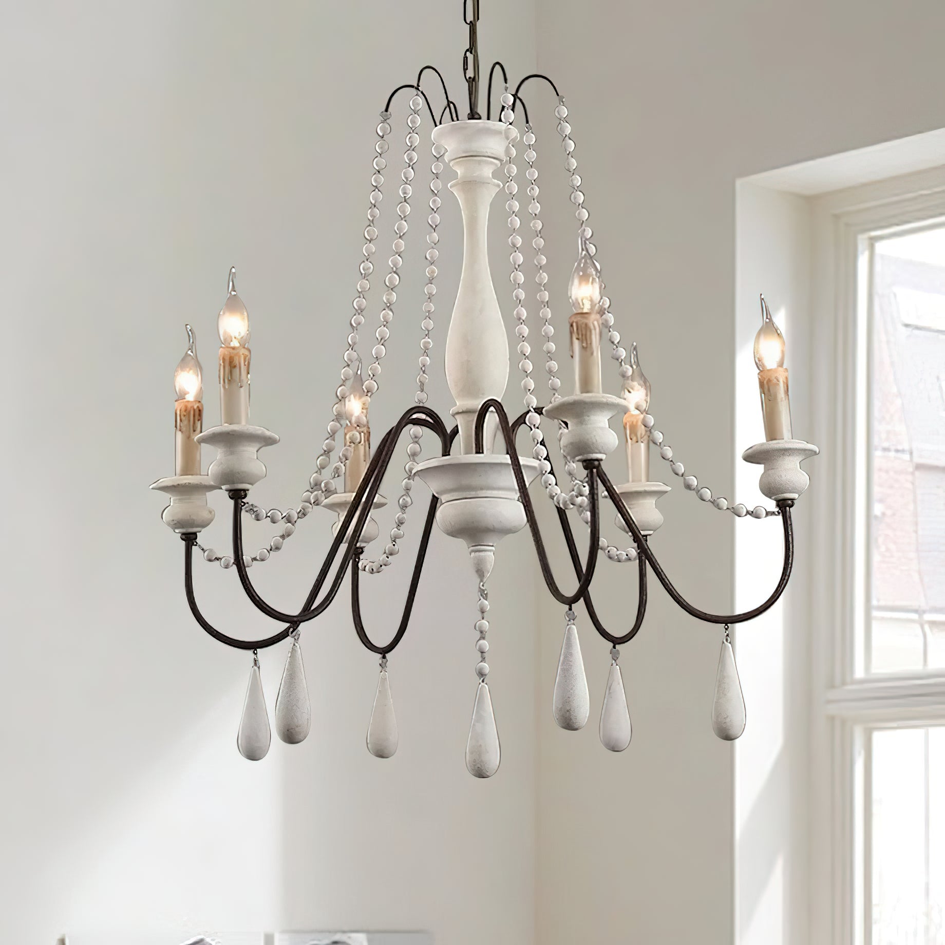 Rive Style Postmodern Luxury Beaded Wooden Metal Chandelier - Lamp Copper