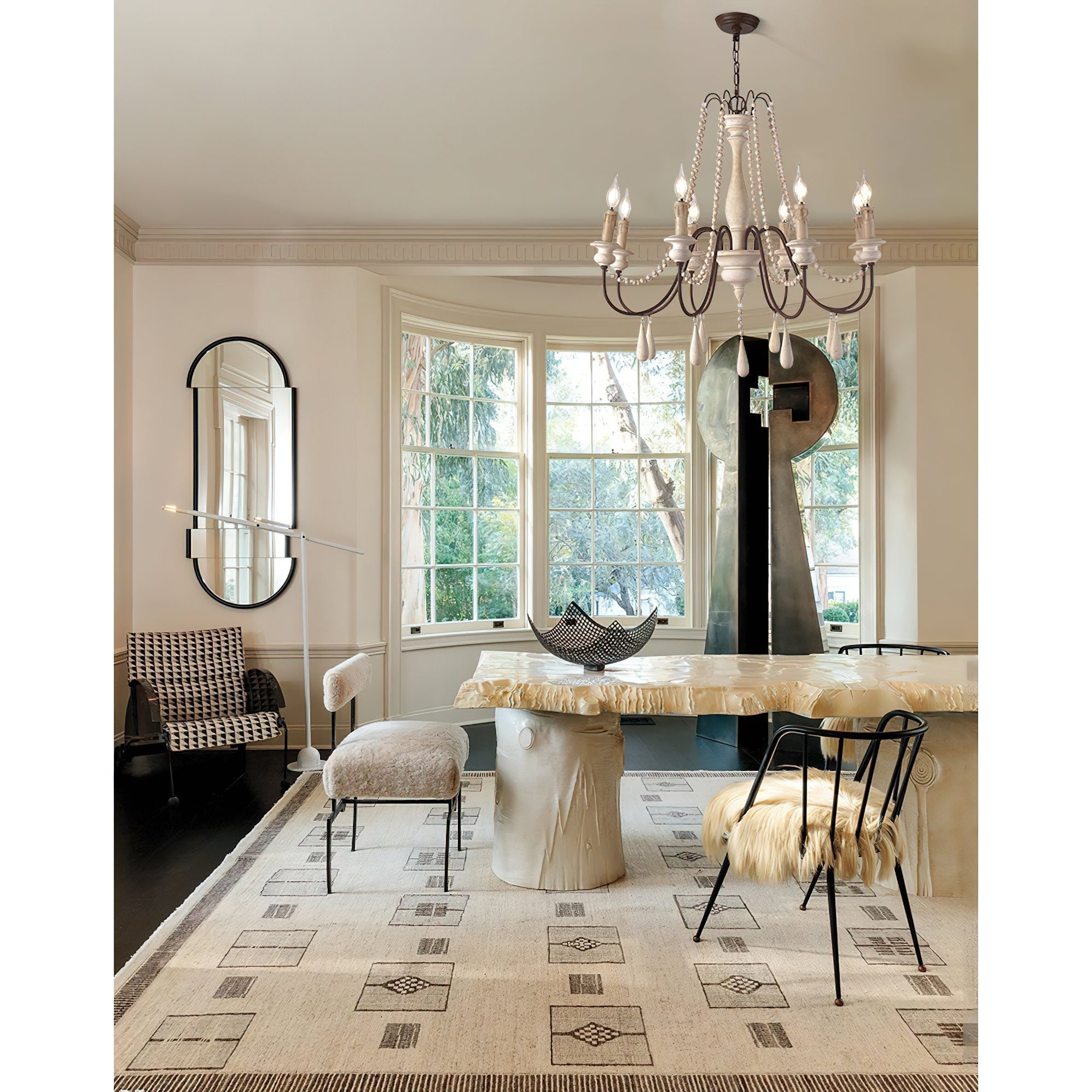 Rive Style Postmodern Luxury Beaded Wooden Metal Chandelier - Lamp Copper