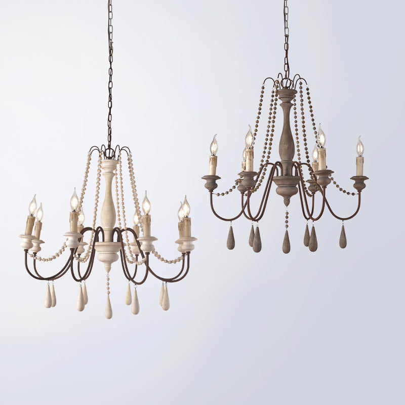 Rive Style Postmodern Luxury Beaded Wooden Metal Chandelier - Lamp Copper