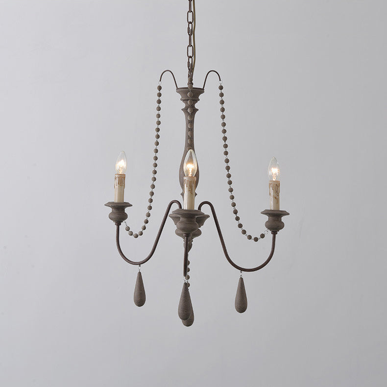 Rive Style Postmodern Luxury Beaded Wooden Metal Chandelier - Lamp Copper