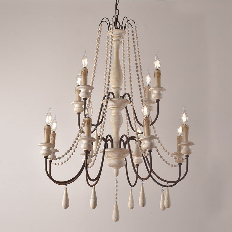 Rive Style Postmodern Luxury Beaded Wooden Metal Chandelier - Lamp Copper