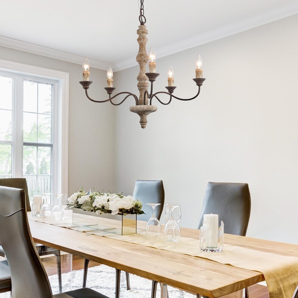 Aurora Chandelier Candlestick Farmhouse Rustic - Letslighting