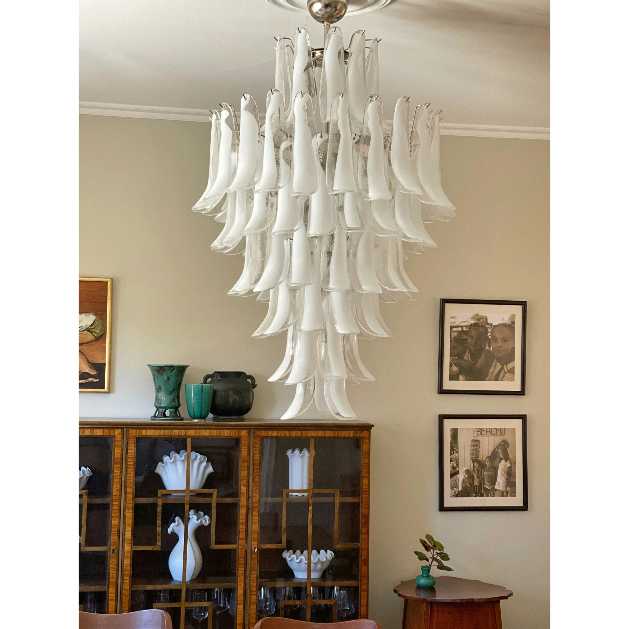 Zinc Postmodern Luxury Petal Glass Metal Chandelier - Lamp Copper