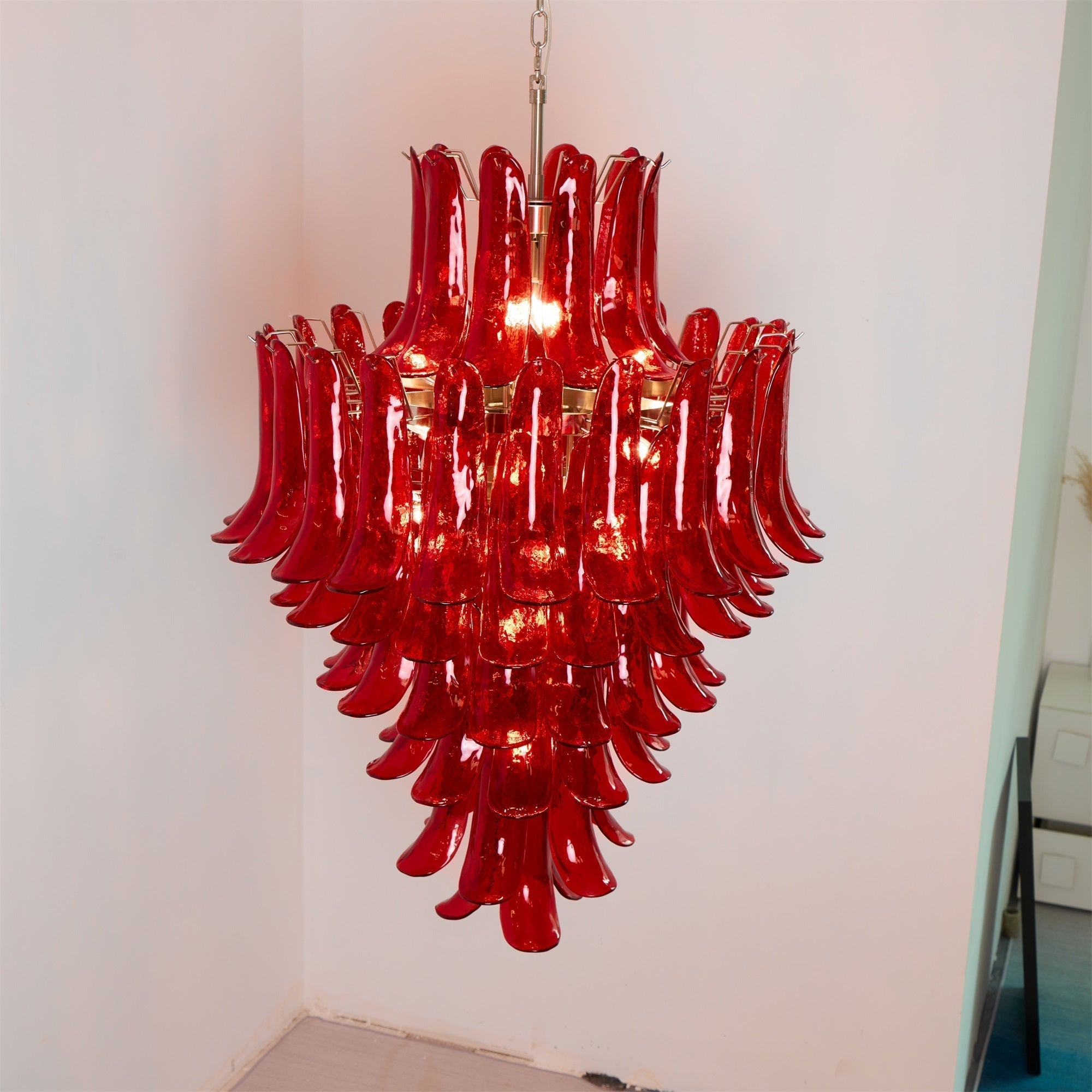 Zinc Postmodern Luxury Petal Glass Metal Chandelier - Lamp Copper