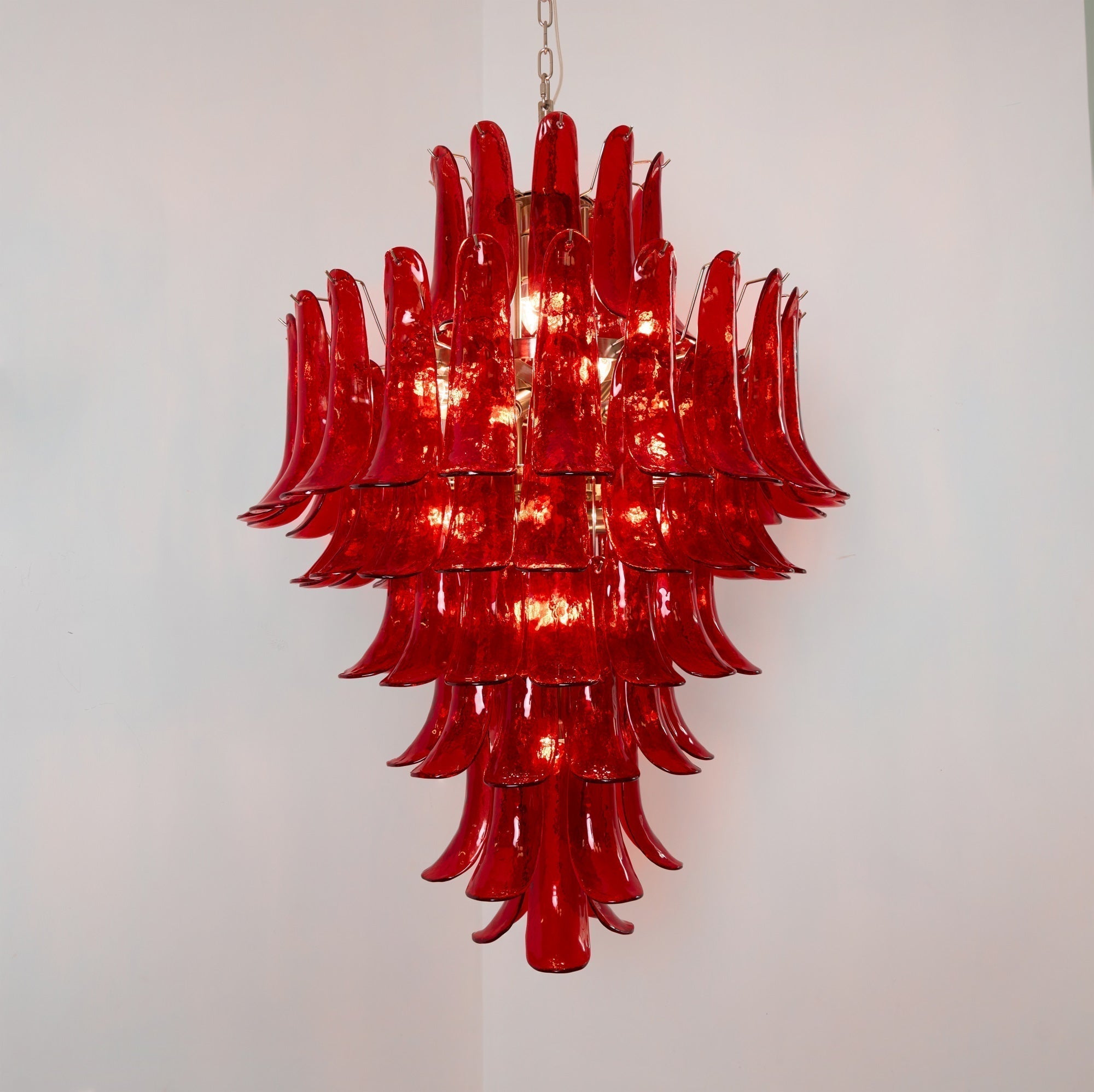 Zinc Postmodern Luxury Petal Glass Metal Chandelier - Lamp Copper