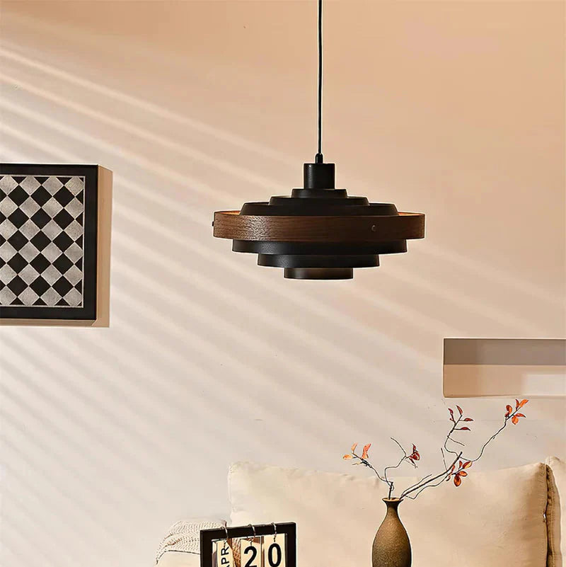 Muto Modern Round Pendant Light Wood