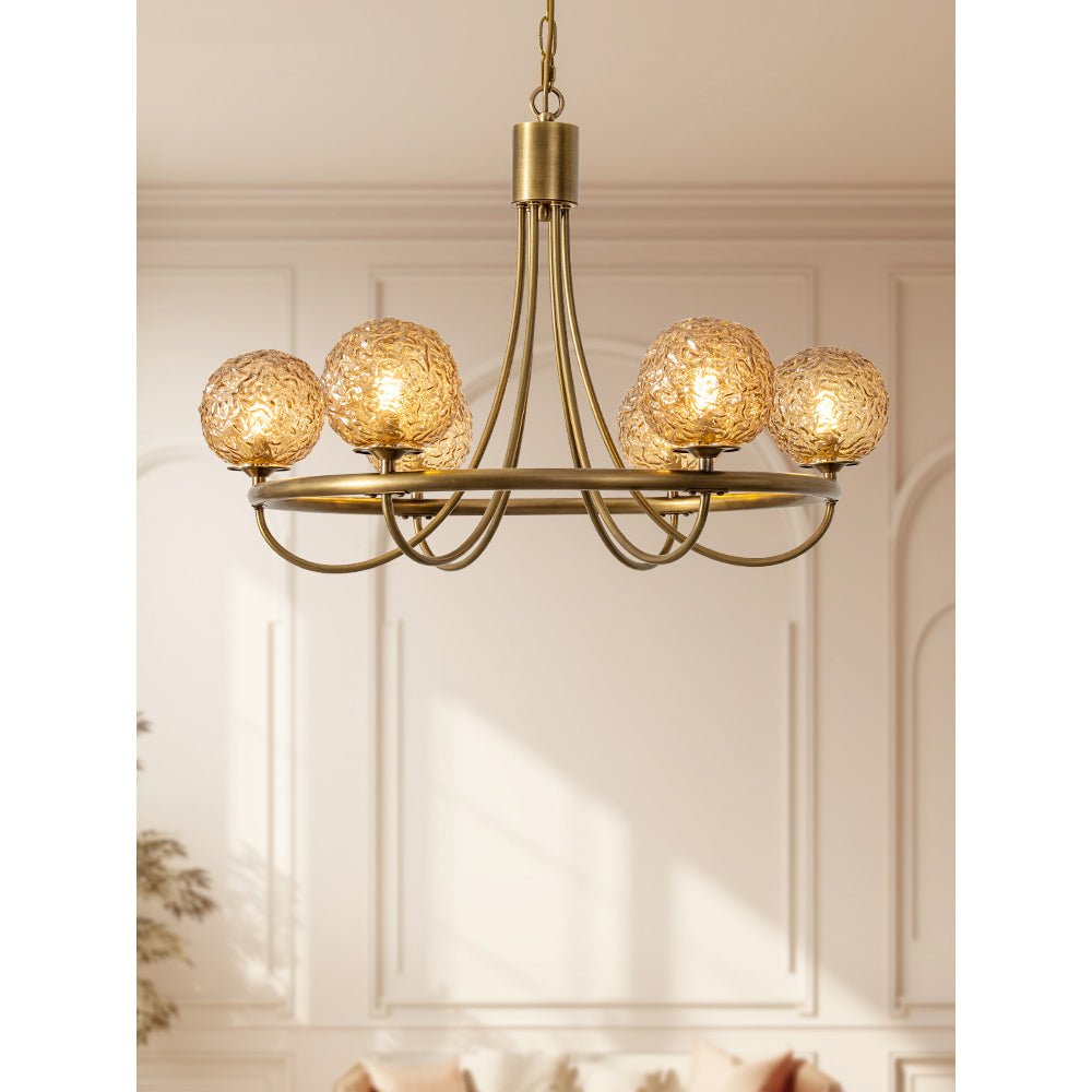 Dusk Sphere Postmodern Luxury Metal Glass Chandelier - Lamp Copper